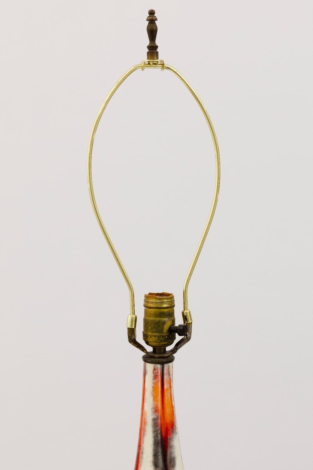 Off White And Orange Ceramic Drip Glaze Table Lamp - Thumbnail 3