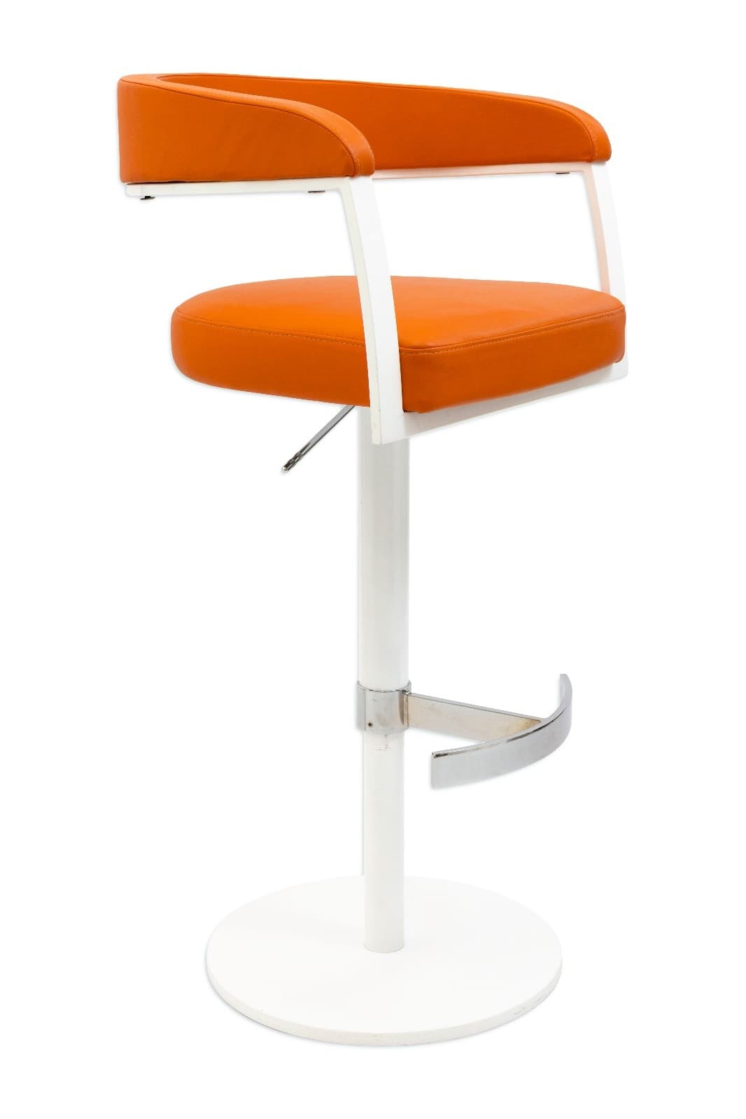 Pair Of Elite Modern "Helix" Orange And White Barstools - Thumbnail 2