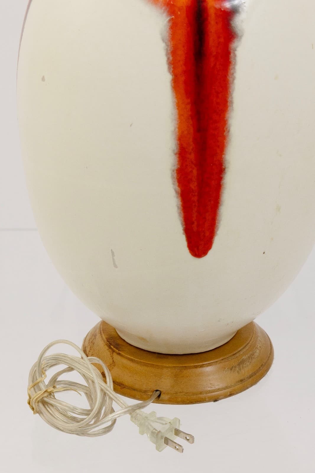 Off White And Orange Ceramic Drip Glaze Table Lamp - Thumbnail 6
