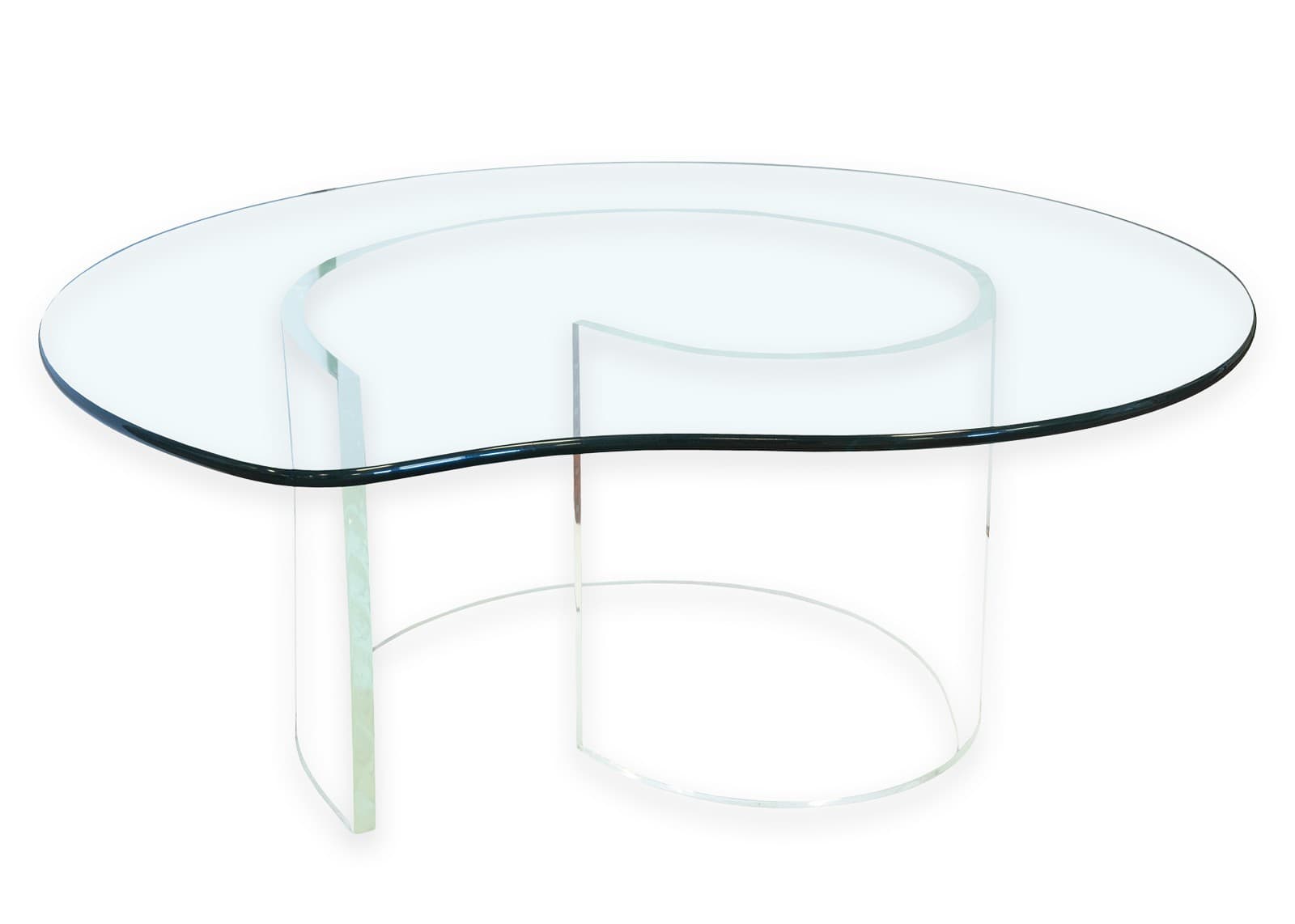 Vintage Vladimir Kagan Style Snail Lucite Glass Mid Century Modern Coffee Table