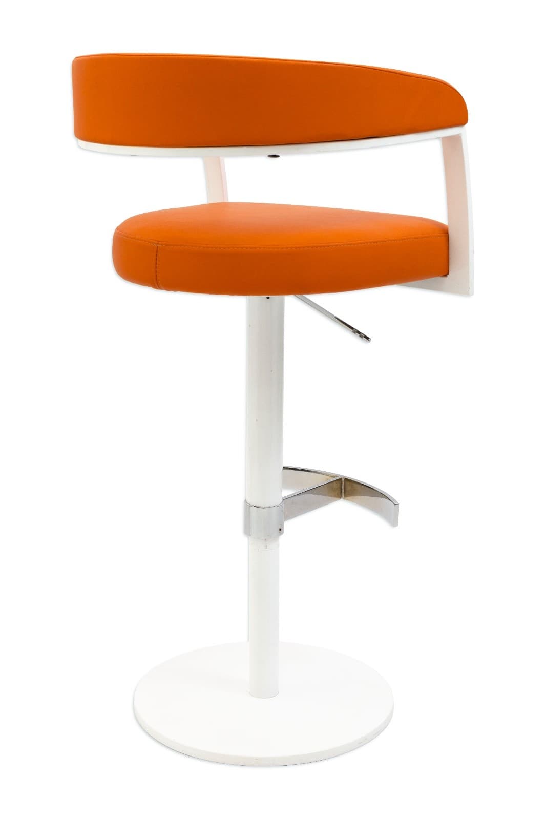Pair Of Elite Modern "Helix" Orange And White Barstools - Thumbnail 4