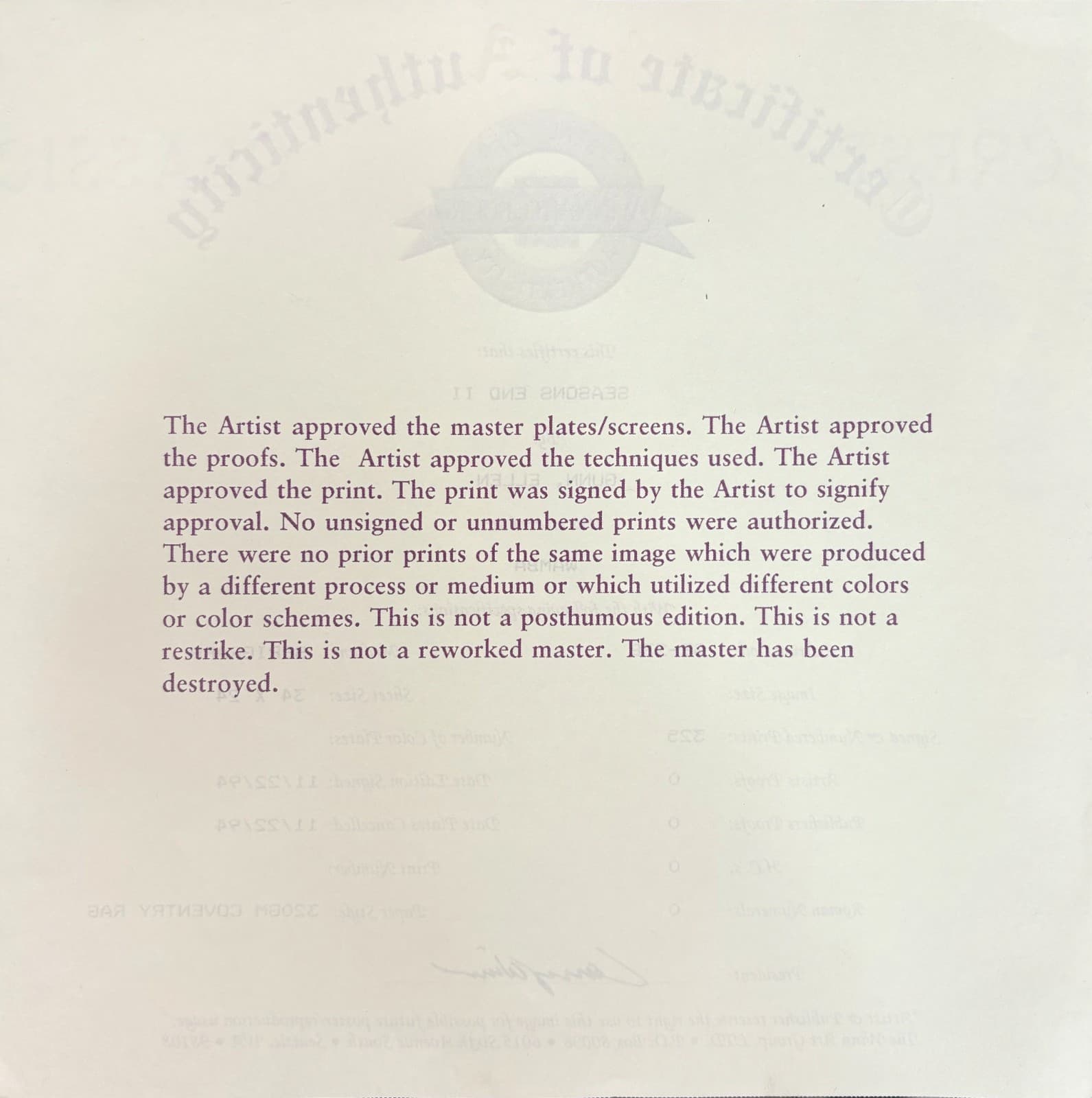 Ellen Gunn - Seasons End II, 1994 Signed Contemporary Serigraph on Paper 23/325 - Thumbnail 9