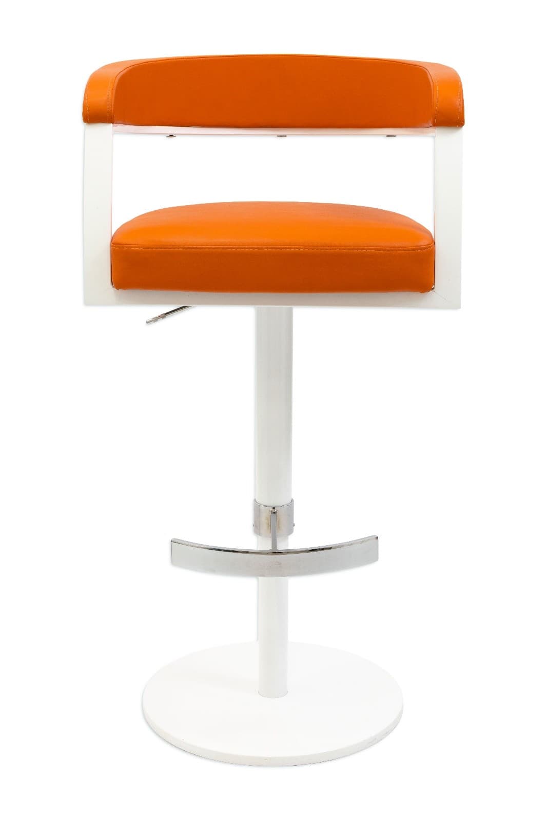 Pair Of Elite Modern "Helix" Orange And White Barstools - Thumbnail 3