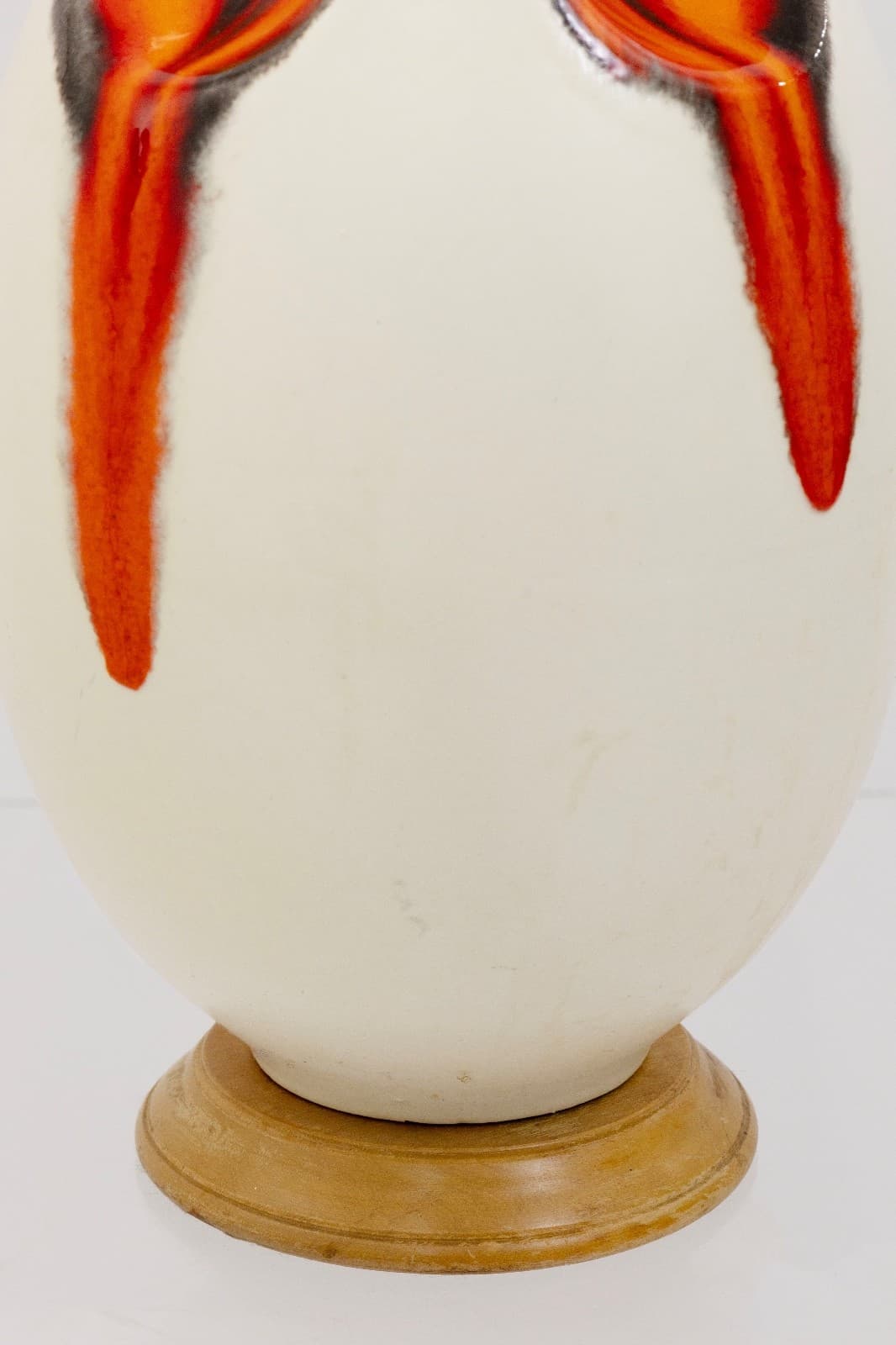 Off White And Orange Ceramic Drip Glaze Table Lamp - Thumbnail 5