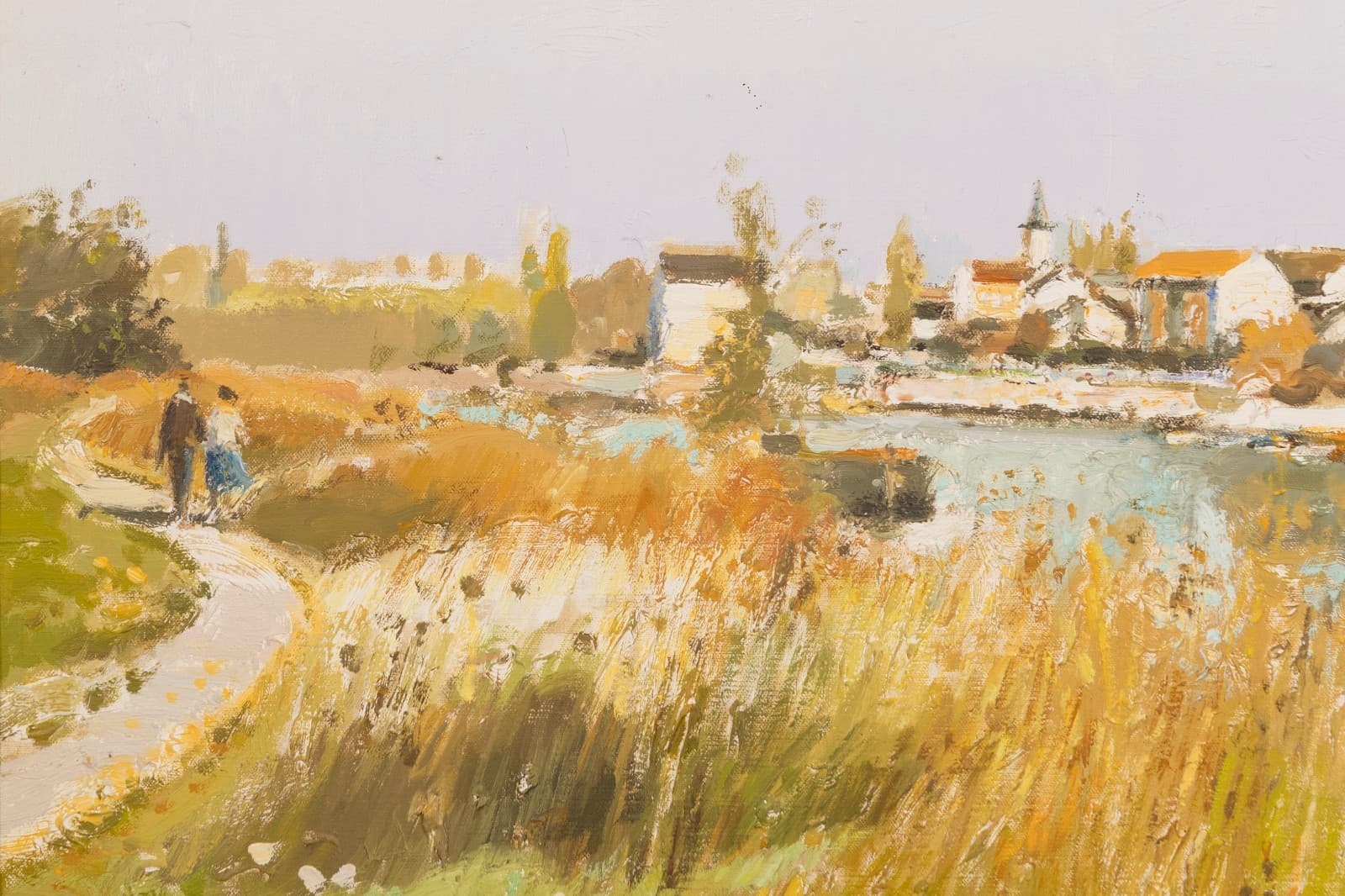 Gerard Passet - La Seine a Travers Les Hautes Herbes Signed Oil Panting - Thumbnail 3