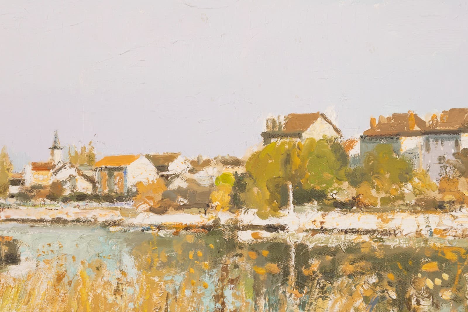 Gerard Passet - La Seine a Travers Les Hautes Herbes Signed Oil Panting - Thumbnail 4