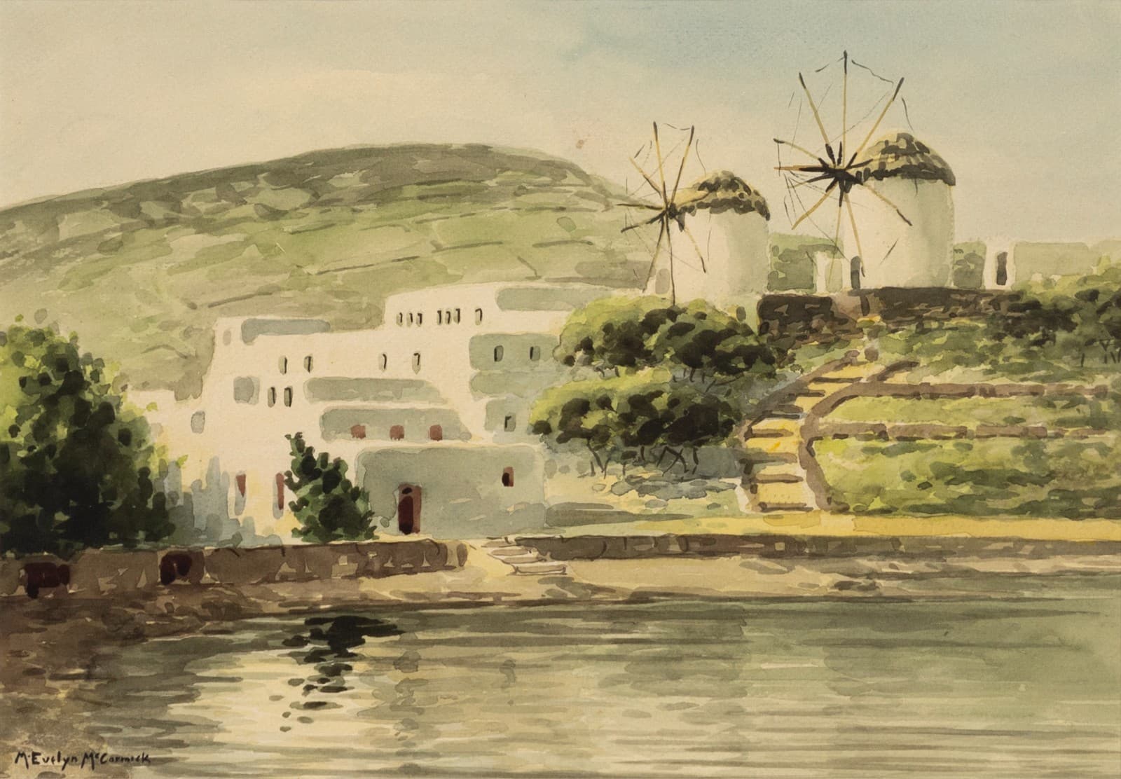 M. Evelyn McCormick (1862-1948) - Untitled (Mykonos, Greece) Signed Watercolor - Thumbnail 2