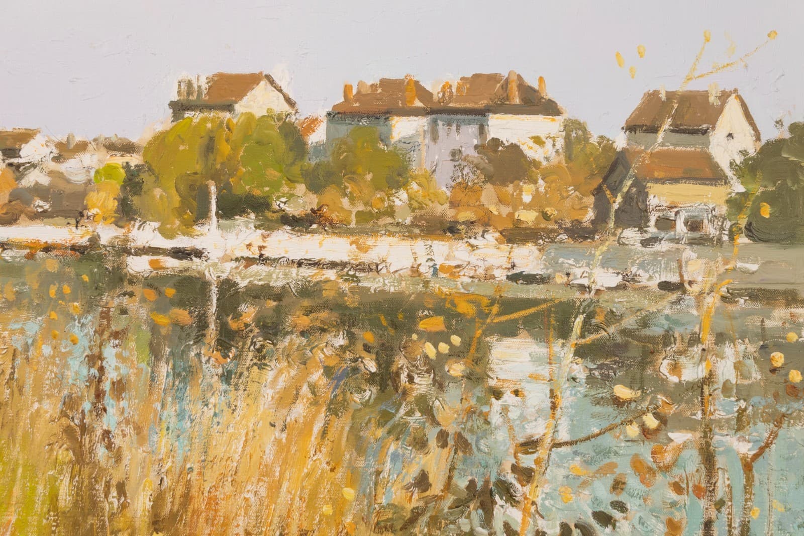Gerard Passet - La Seine a Travers Les Hautes Herbes Signed Oil Panting - Thumbnail 5