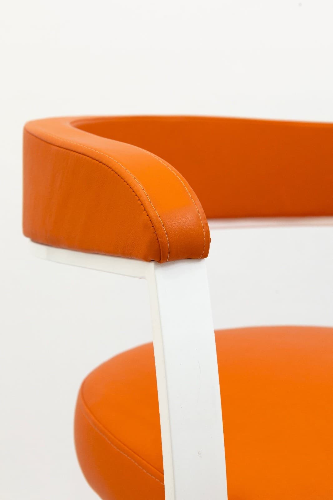 Pair Of Elite Modern "Helix" Orange And White Barstools - Thumbnail 5