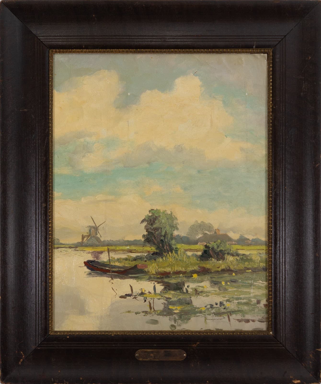 Eugene Galien-Laloue (1854-1941) - Paysage avec le Petit Bateau Oil on Panel