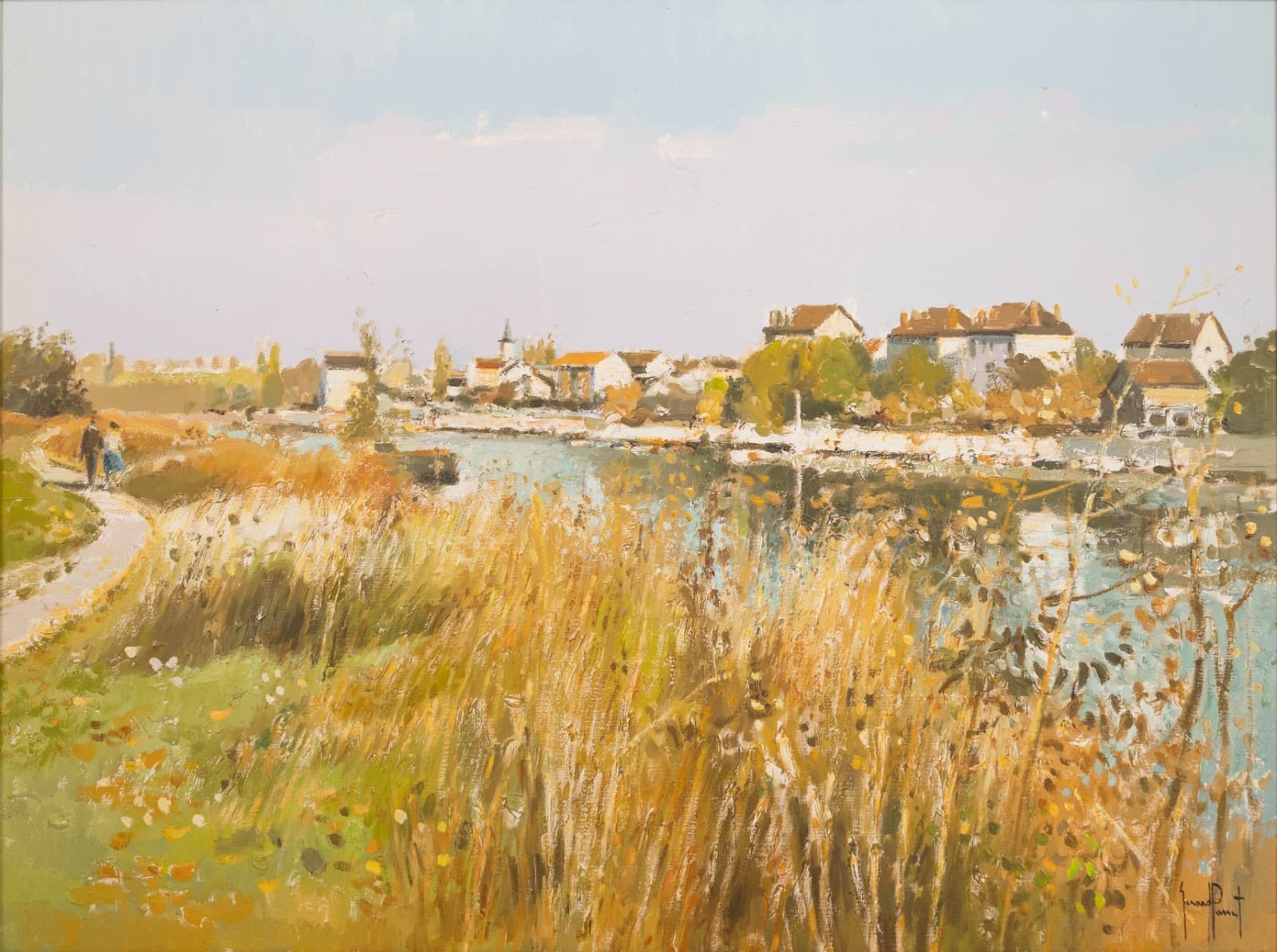 Gerard Passet - La Seine a Travers Les Hautes Herbes Signed Oil Panting - Thumbnail 2