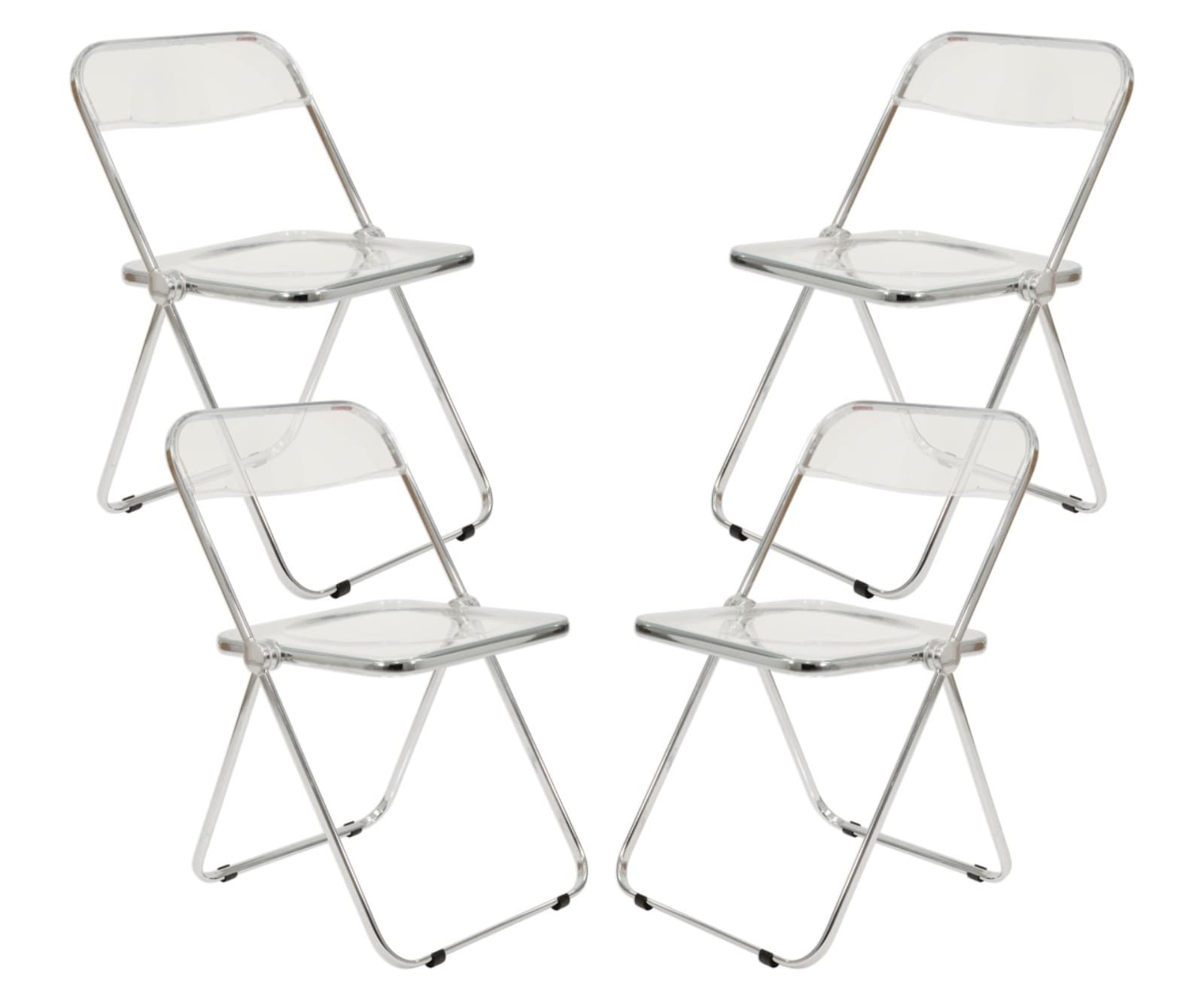 Set Of 4 Pila Folding Lucite Chairs By Piretti For Castelli With Original Box