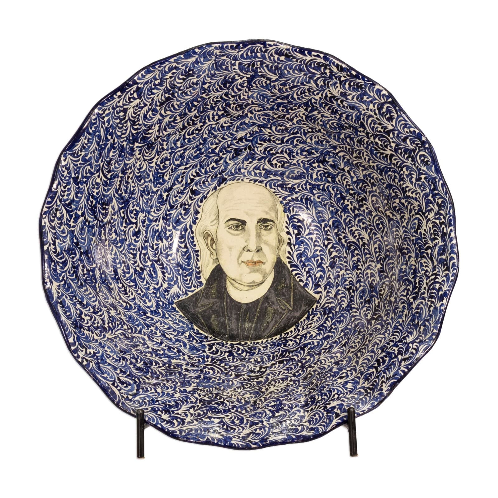 Oversized Don Miguel Costilla Father Junipero Portrait Bowl With Stand - Thumbnail 2