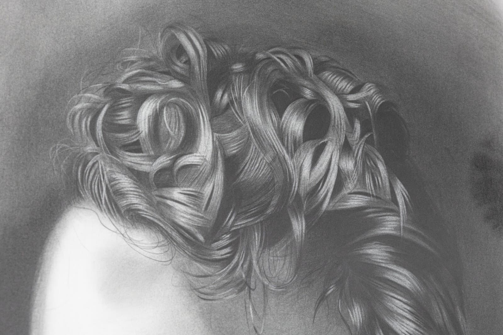 Daniel Samaniego Male Portrait II Graphite & Charcoal Drawing on Paper Framed - Thumbnail 3