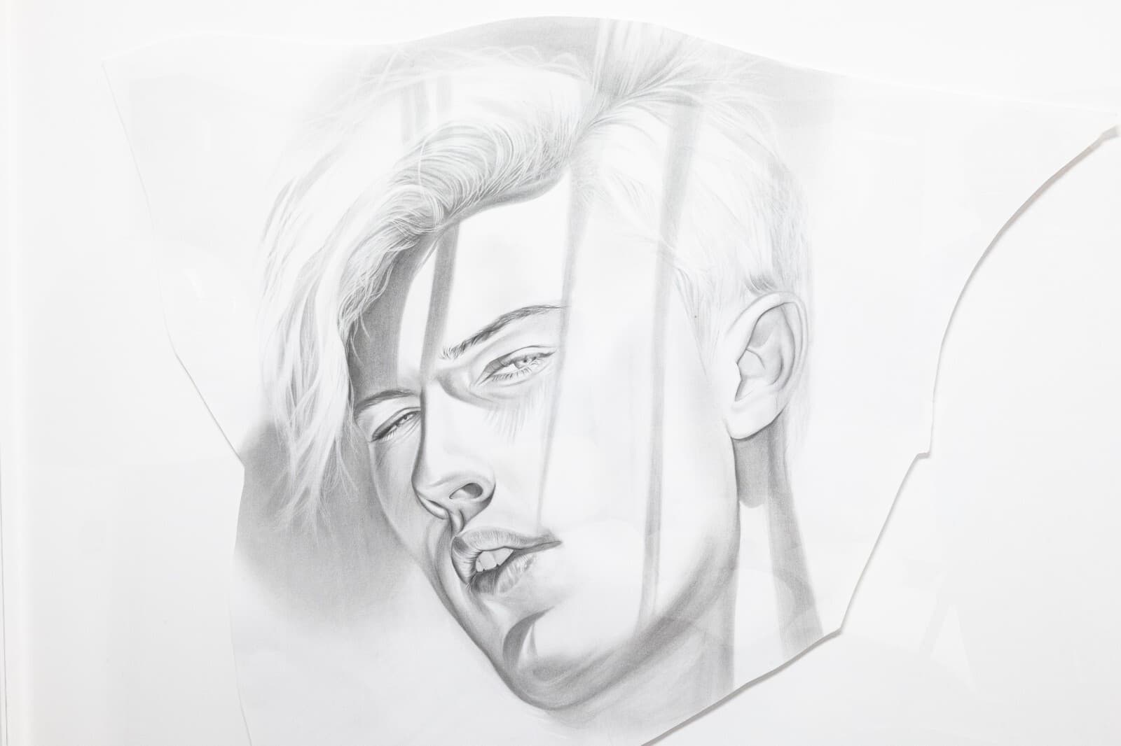 Daniel Samaniego Male Portrait I Contemporary Graphite Drawing on Paper Framed - Thumbnail 2