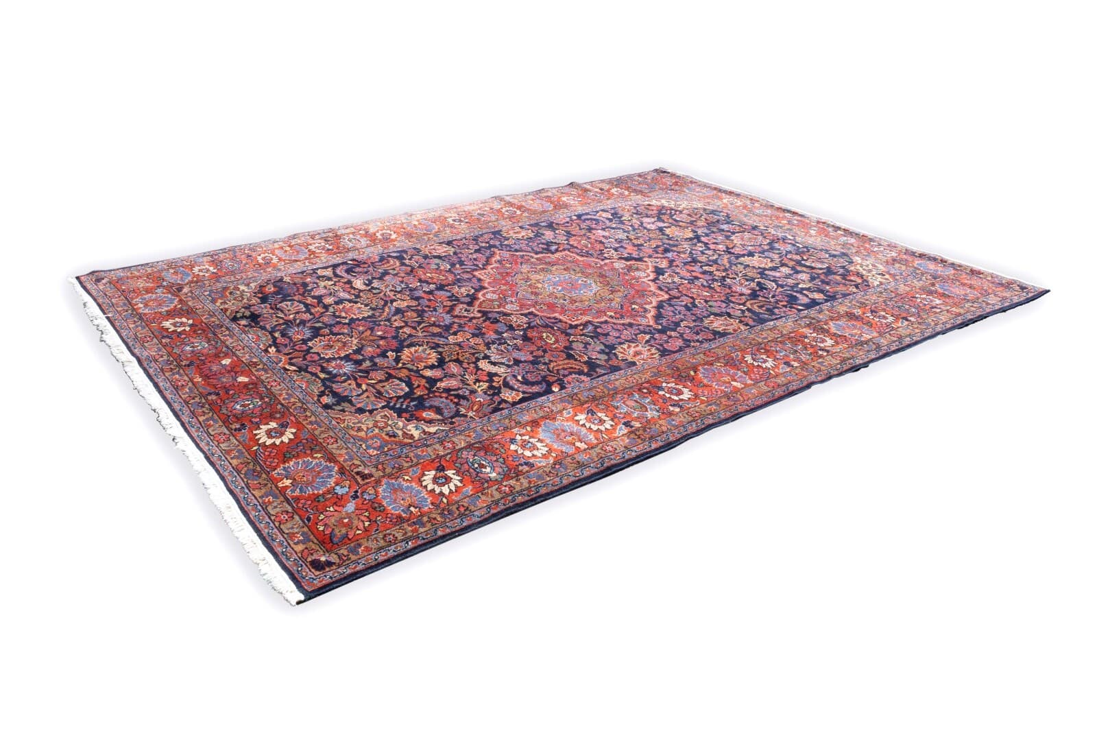 Middle East Hamadan Vintage Antique Hand Knotted Oriental Cotton Wool Rug Carpet - Thumbnail 2