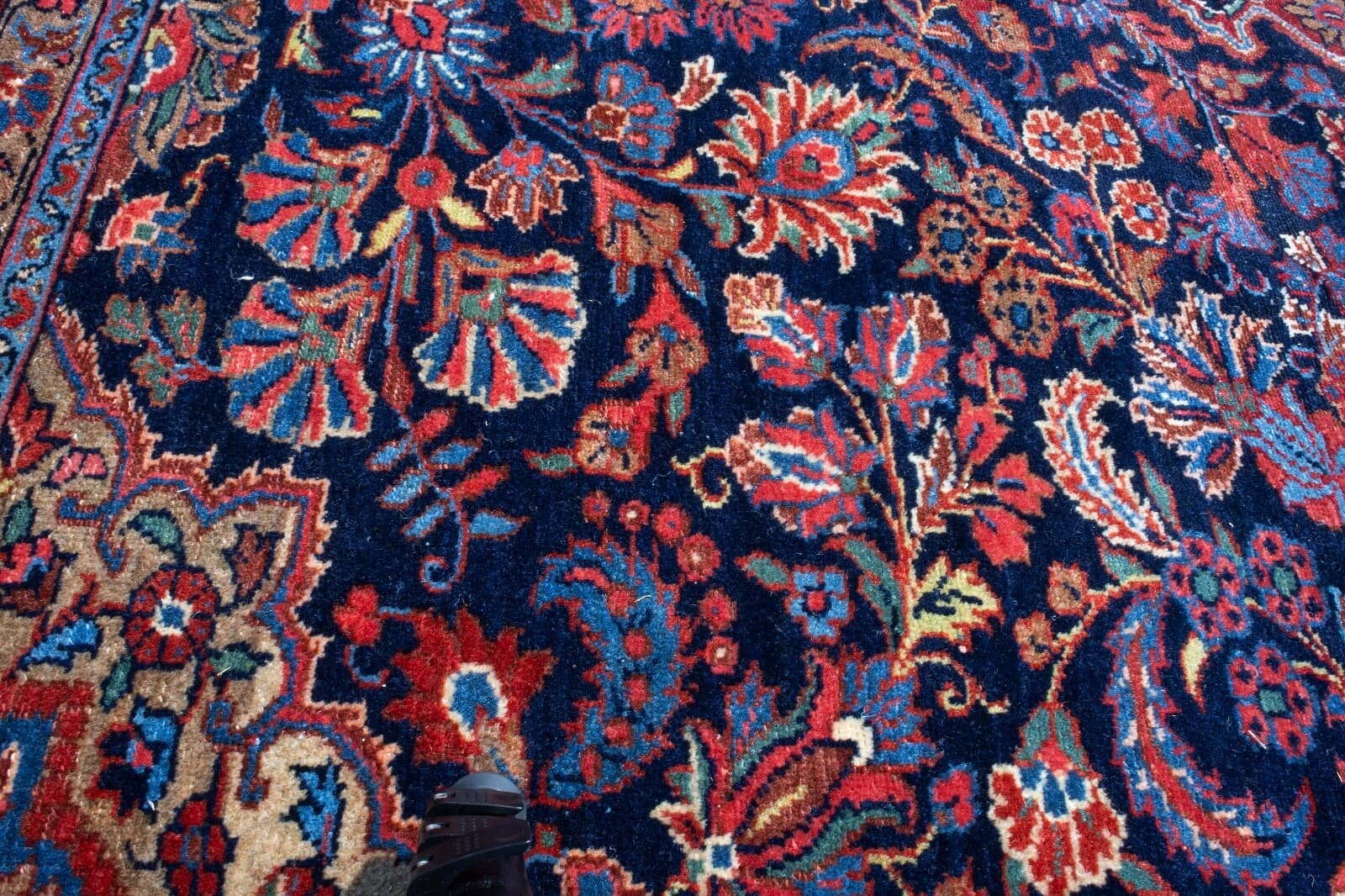 Middle East Hamadan Vintage Antique Hand Knotted Oriental Cotton Wool Rug Carpet - Thumbnail 5