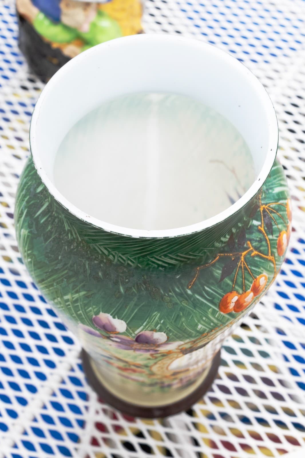 Antique Victorian Bristol - Glass Vase Hand Painted Portrait & Floral Design - Thumbnail 7
