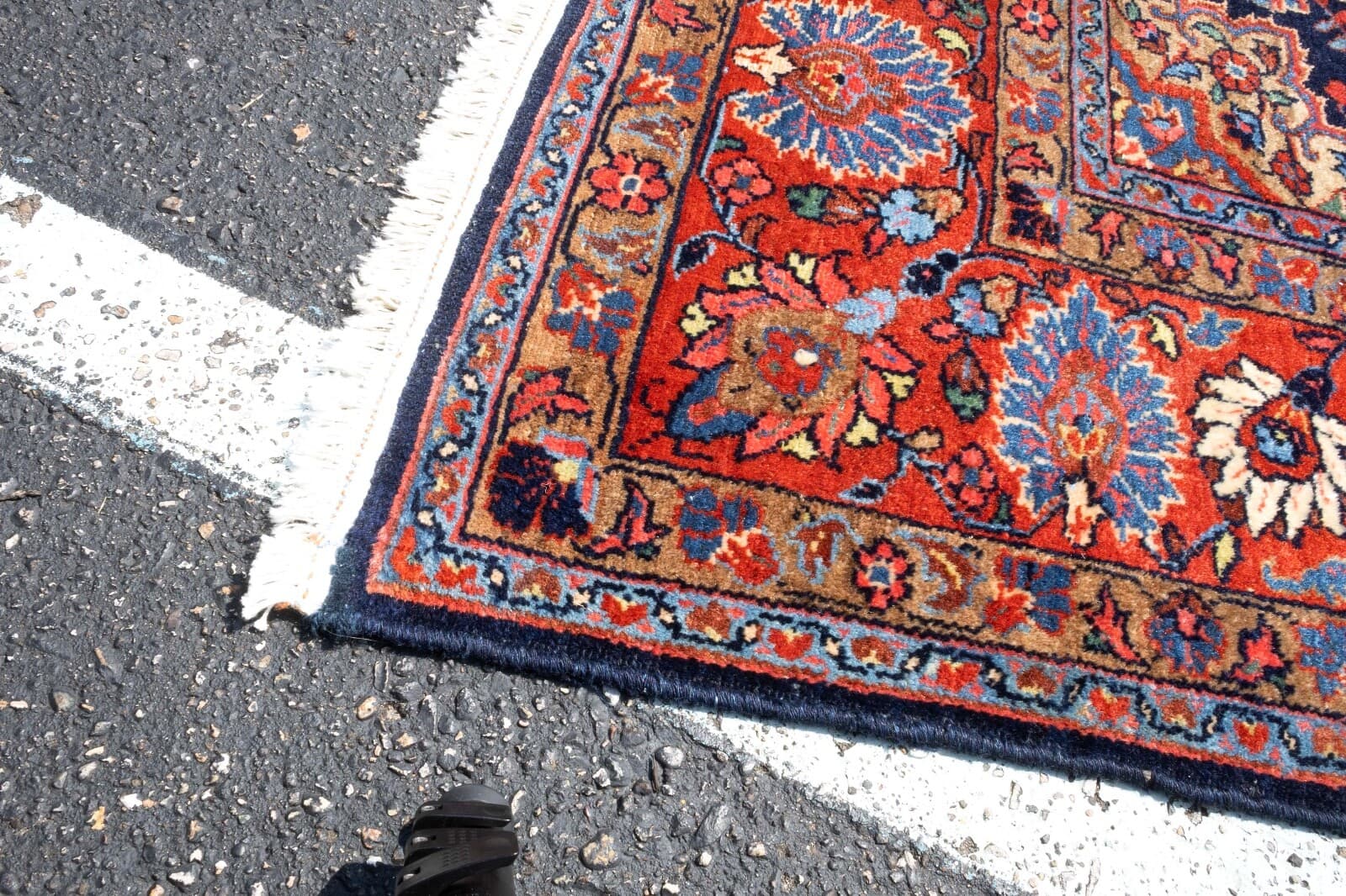 Middle East Hamadan Vintage Antique Hand Knotted Oriental Cotton Wool Rug Carpet - Thumbnail 4