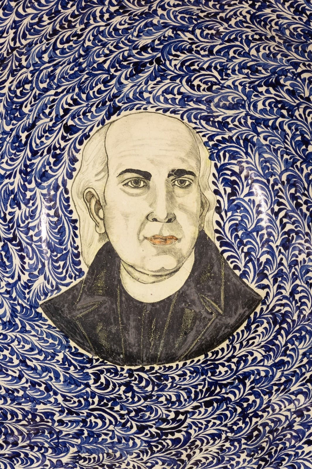 Oversized Don Miguel Costilla Father Junipero Portrait Bowl With Stand - Thumbnail 6