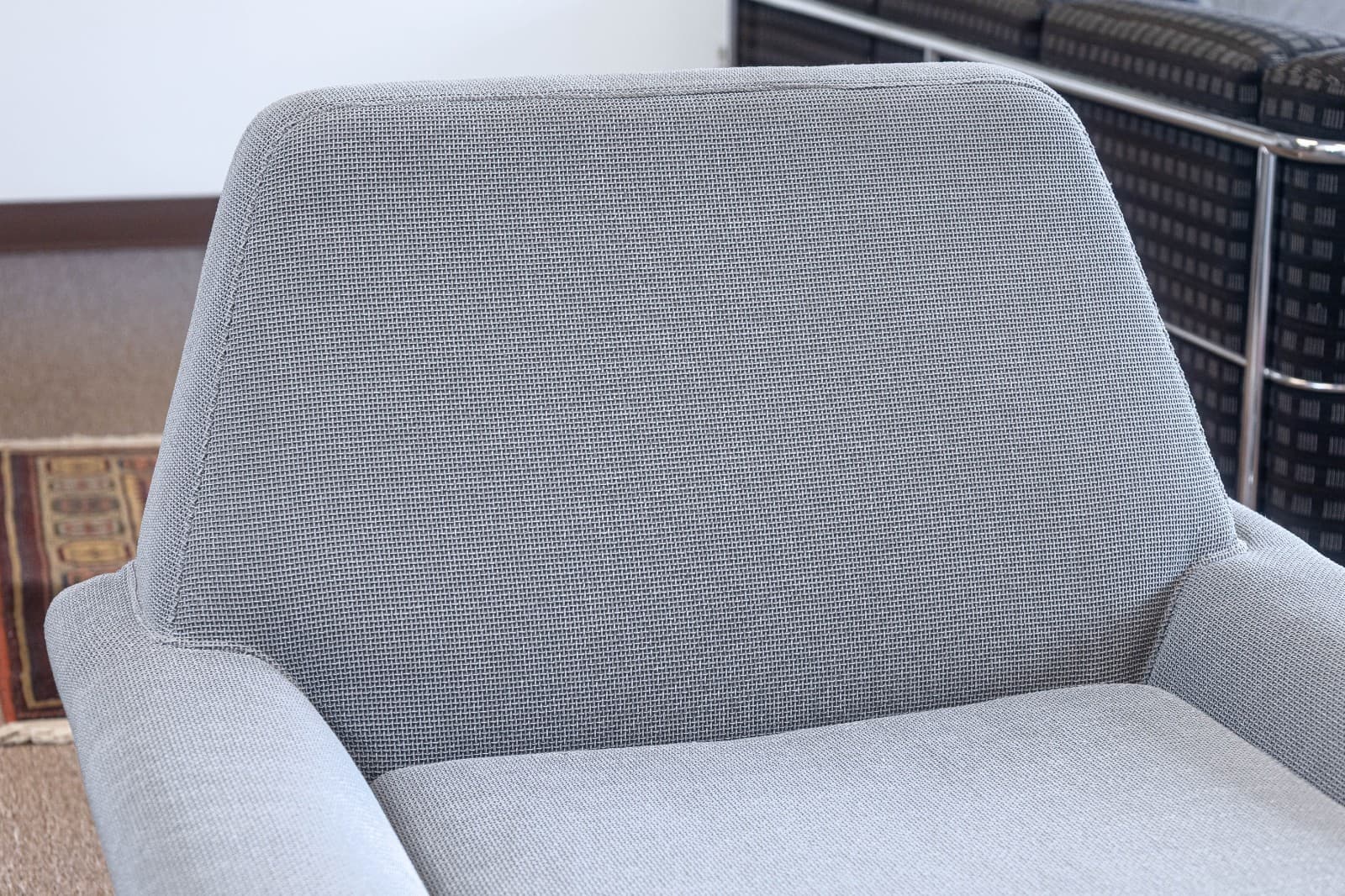 DellaRobbia Tech Contemporary Modern Chrome & Fabric Lounge Chair & Ottoman - Thumbnail 7