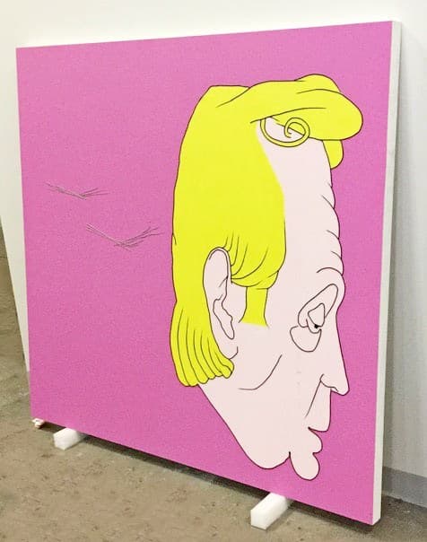 Contemporary Acrylic Satire Painting Interview John Chilver Signed Dated 2000 - Thumbnail 2