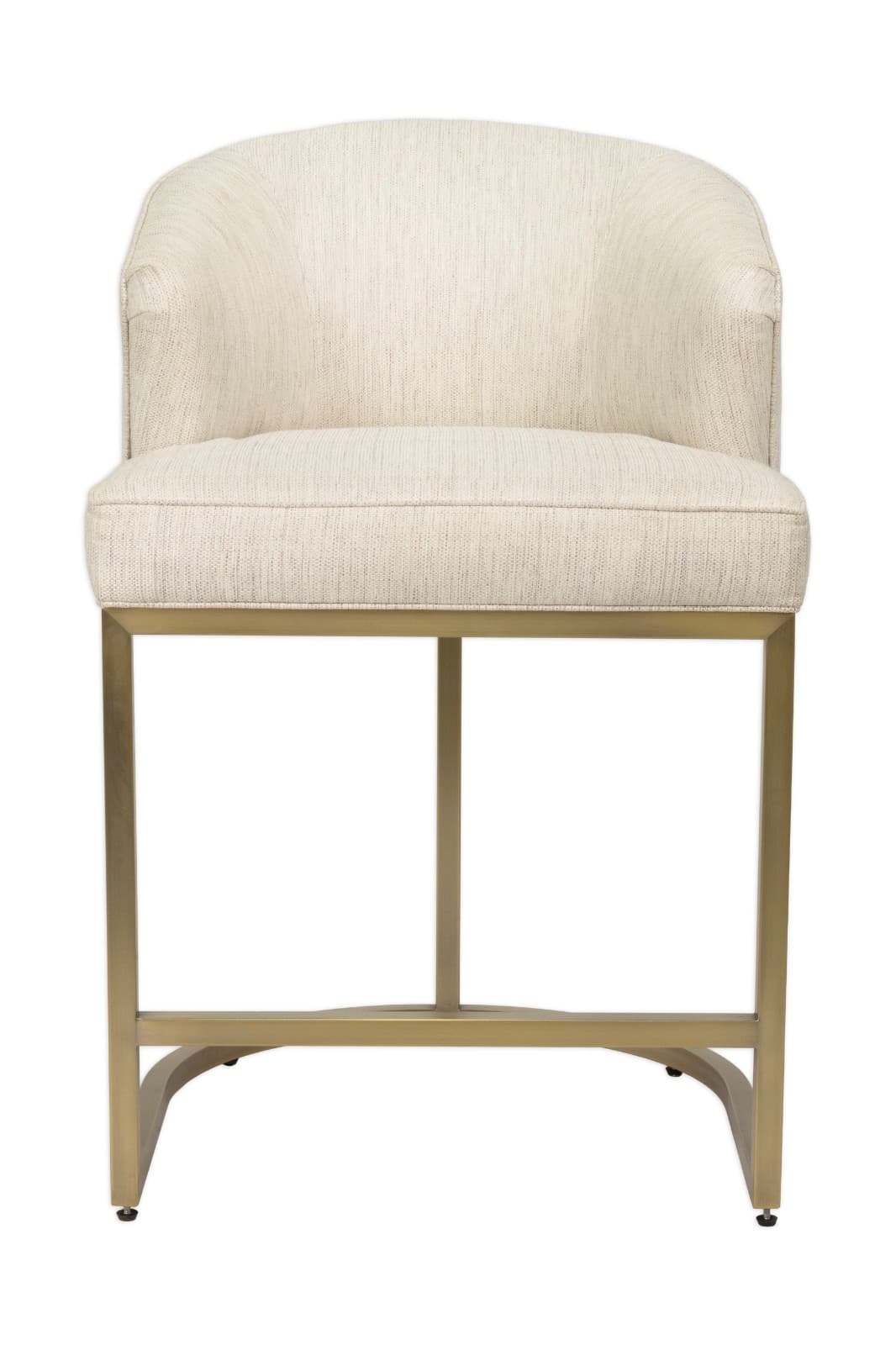 Set of 3 Vanguard Furniture Cream Upholstered Counter Stools with Brass Base - Thumbnail 3