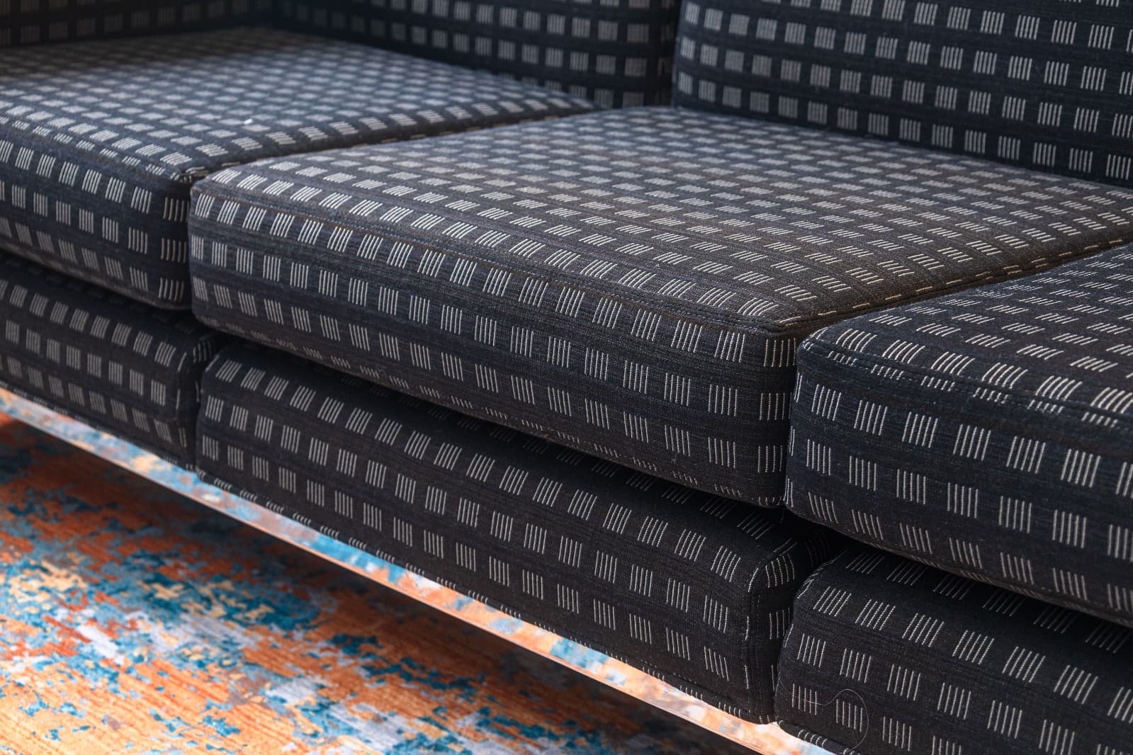 Pair of 1980s Jack Cartwright Corbusier LC2 Style Black Fabric & Chrome Sofas - Thumbnail 7