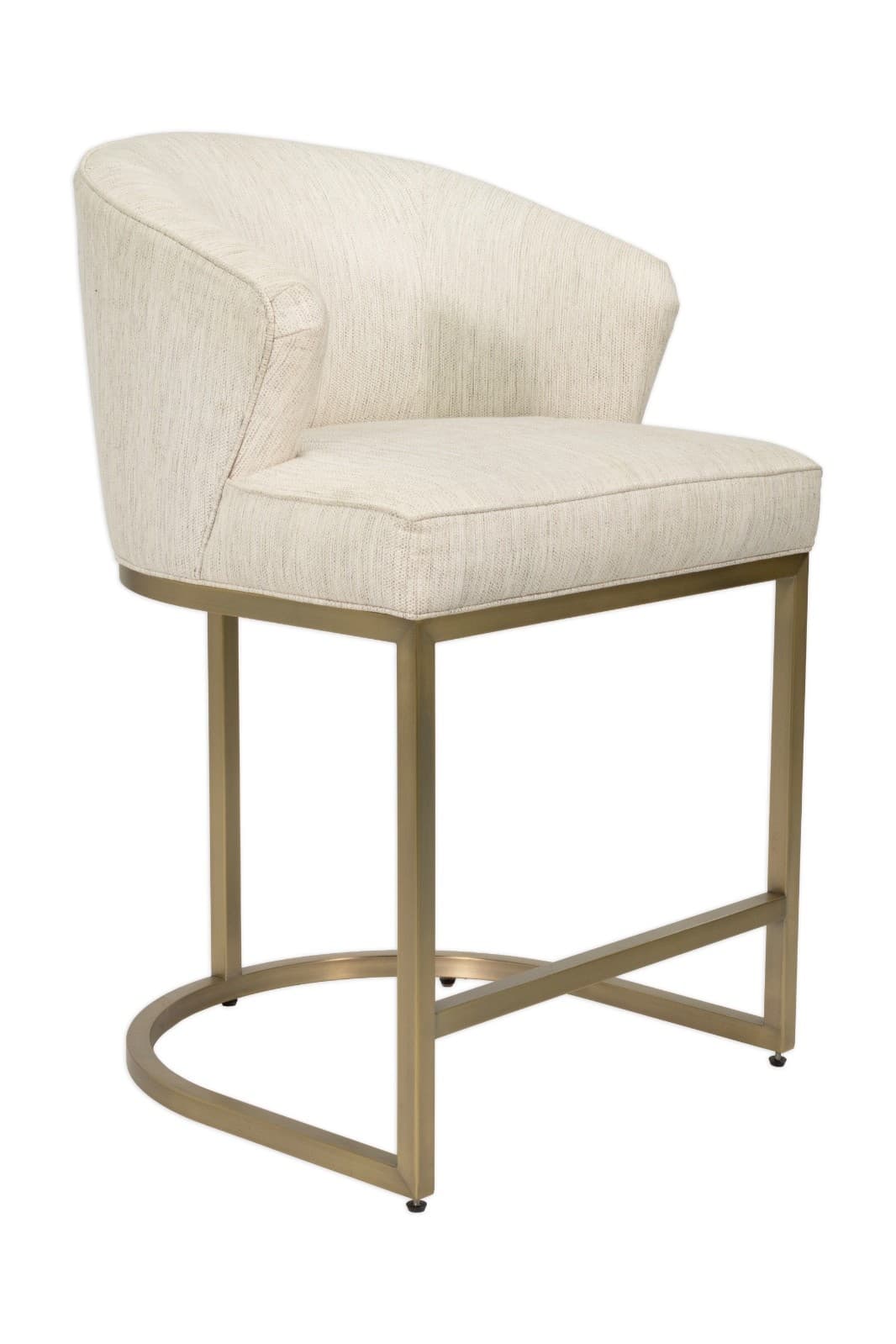 Set of 3 Vanguard Furniture Cream Upholstered Counter Stools with Brass Base - Thumbnail 2