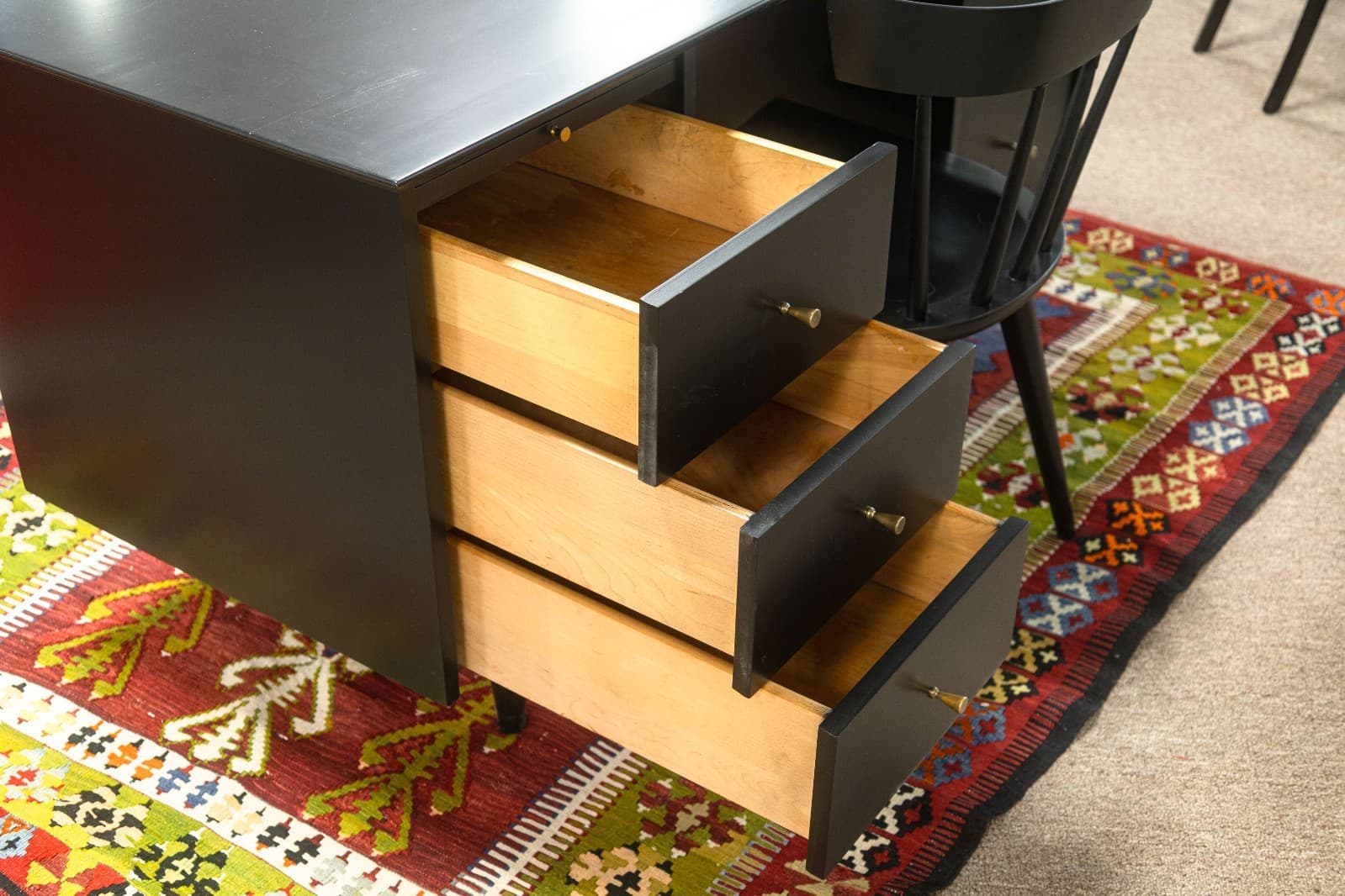 Paul McCobb Planner Group Model 1561 Mid-Century Modern Black Desk & Chair - Thumbnail 7