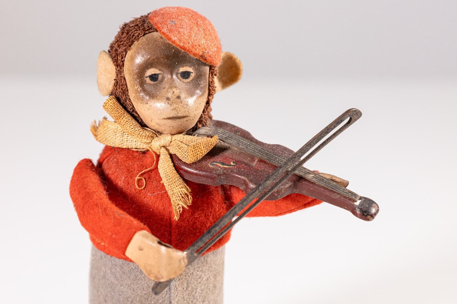 Schuco Solisto Monkey Fiddler Antique Tin Windup Toy Germany 1930 - Thumbnail 3