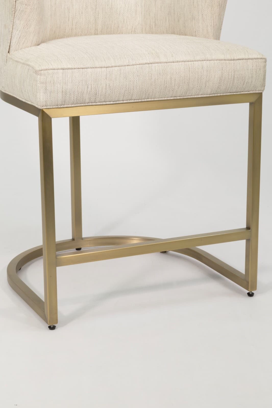 Set of 3 Vanguard Furniture Cream Upholstered Counter Stools with Brass Base - Thumbnail 5