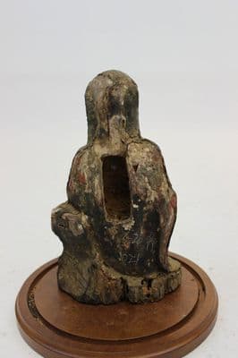 Rare Ancient Asian Buddha Wood Sculpture & Glass Dome - Thumbnail 4