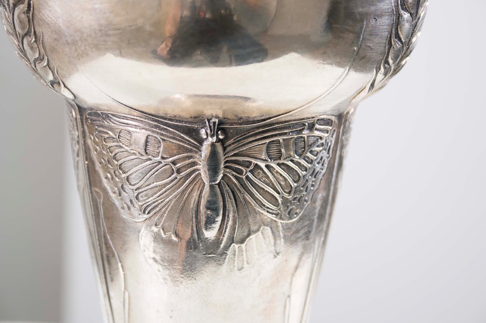 Art Nouveau Kayserzinn 4310 Antique Pewter Mug w/ Butterfly Design German 1900s - Thumbnail 5