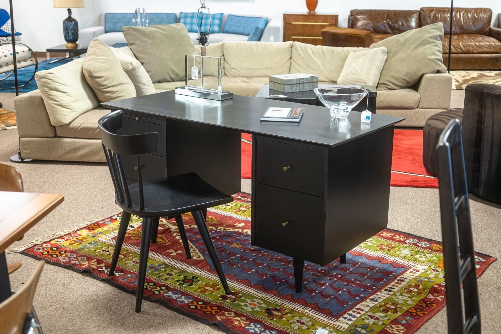 Paul McCobb Planner Group Model 1561 Mid-Century Modern Black Desk & Chair - Thumbnail 2