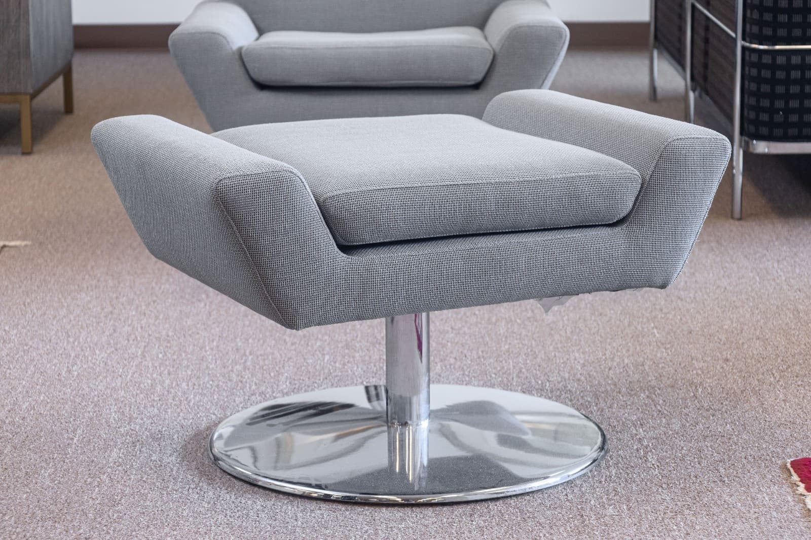 DellaRobbia Tech Contemporary Modern Chrome & Fabric Lounge Chair & Ottoman - Thumbnail 11