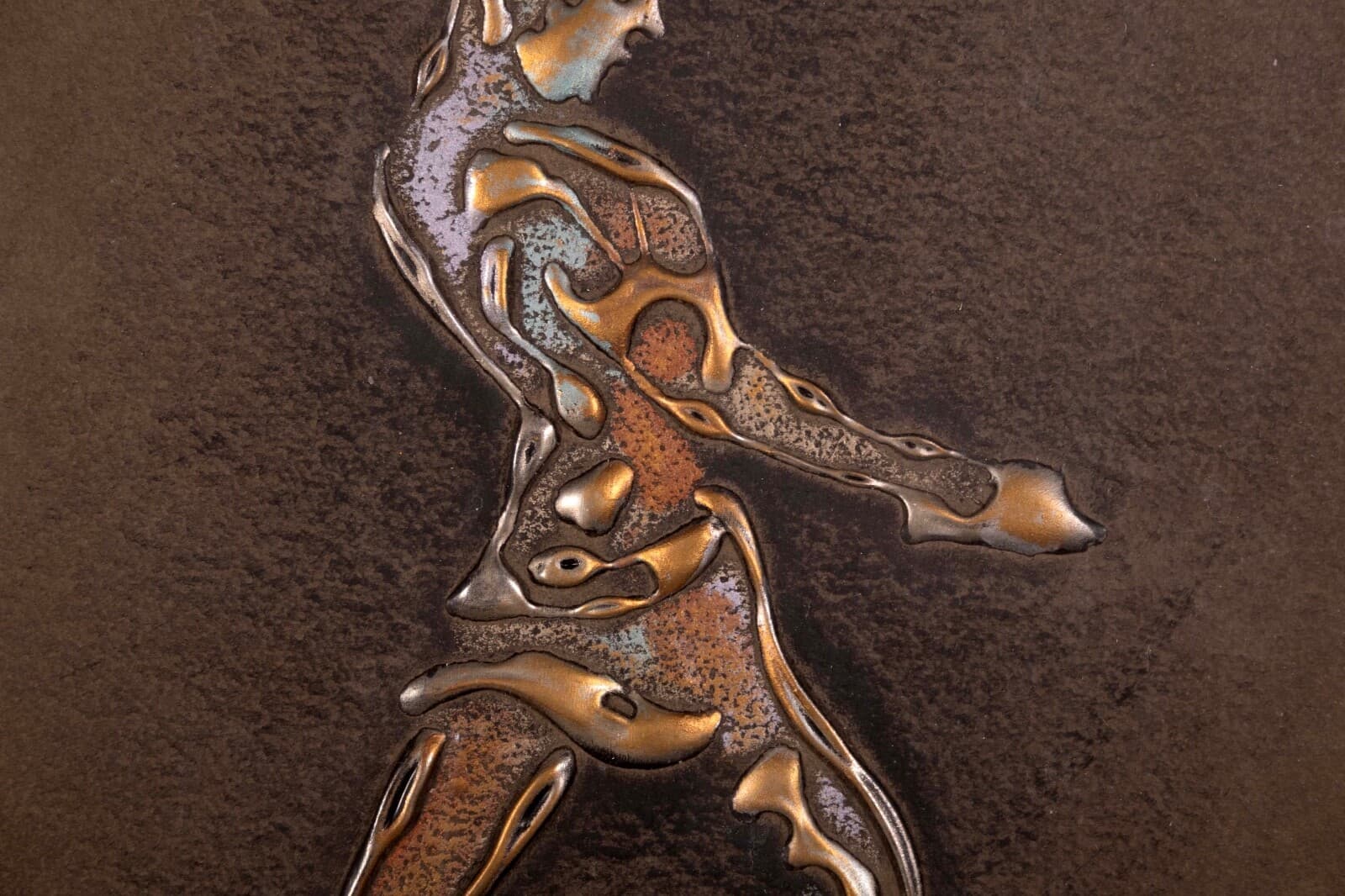 Joel Zaretsky Signed Contemporary Modernist Figurative Mixed Media Metallic Art - Thumbnail 5