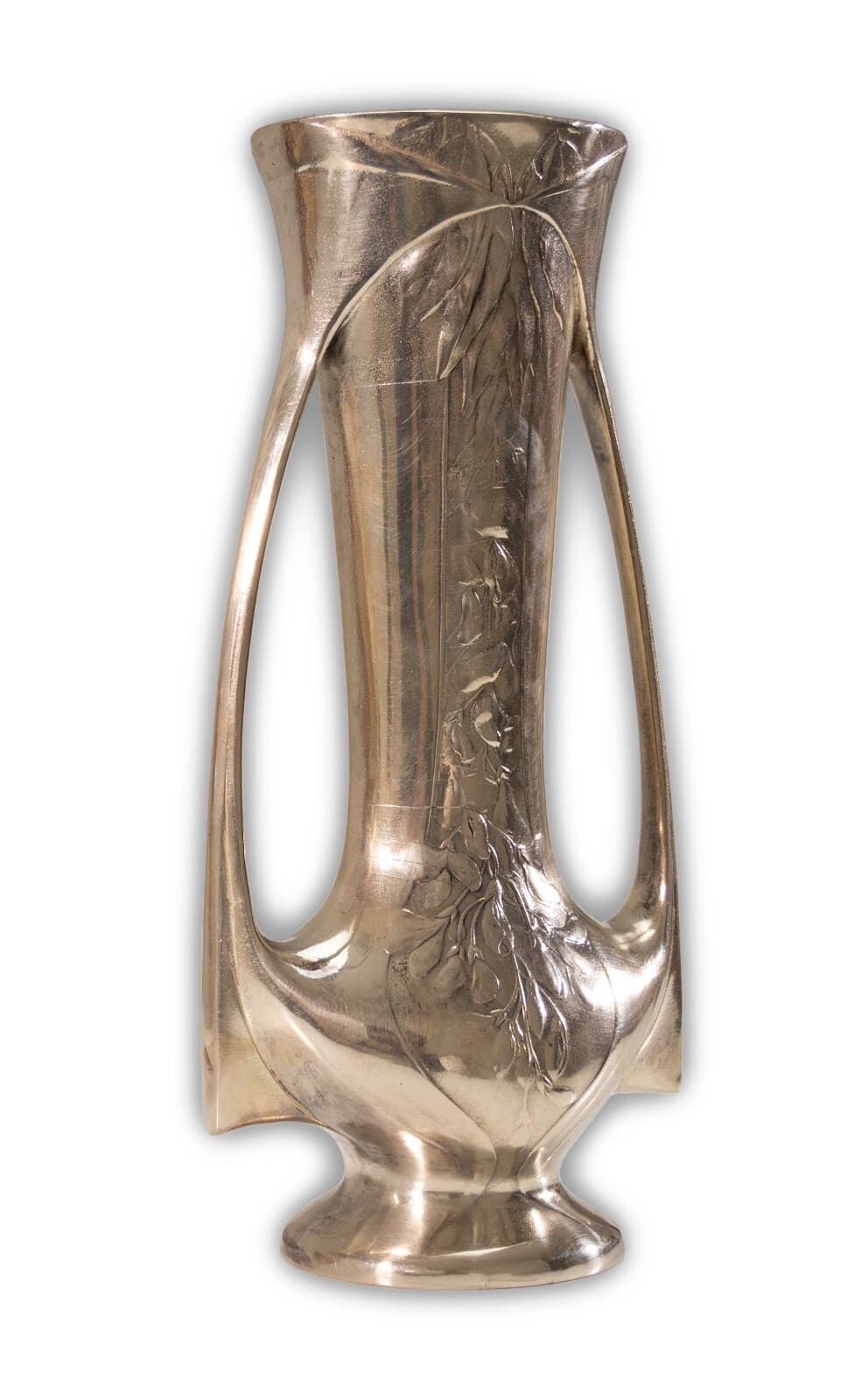 Art Nouveau Antique Liberty Vase Silver Plated Ornate Floral Design - Thumbnail 2