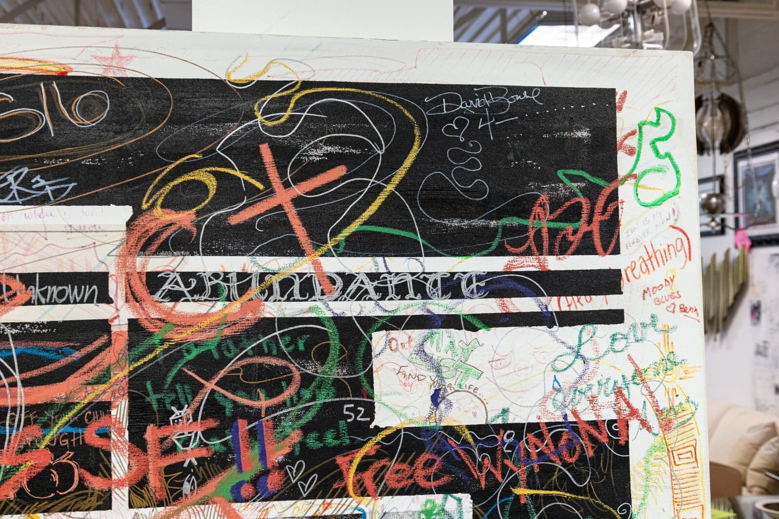 San Francisco CA Artist Collective Signed Mixed-Media Painting on Linen 2000s - Thumbnail 5