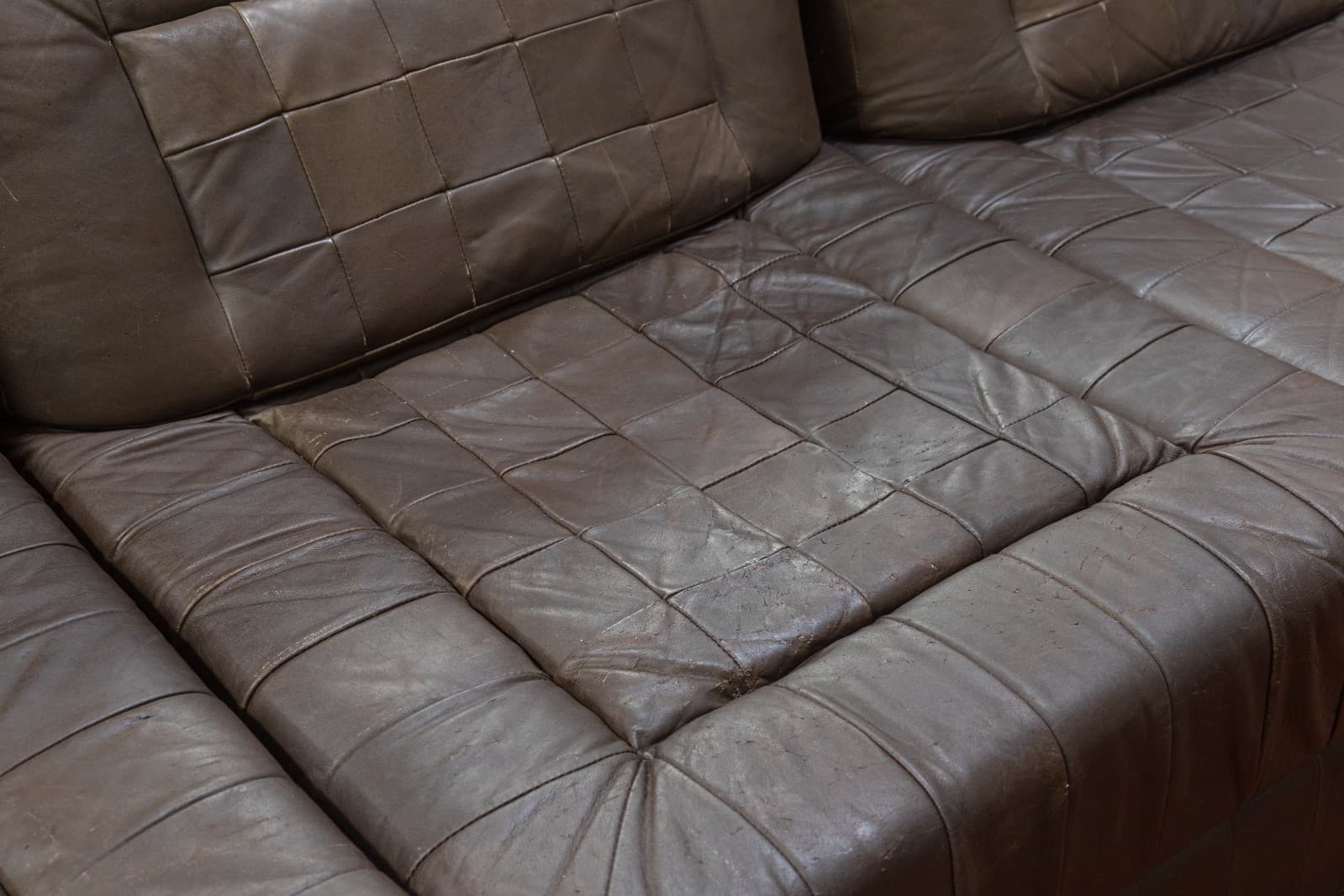 Vintage 1960s Percival Lafer MP145 Modular Brown Leather 3pc Sectional Sofa - Thumbnail 4