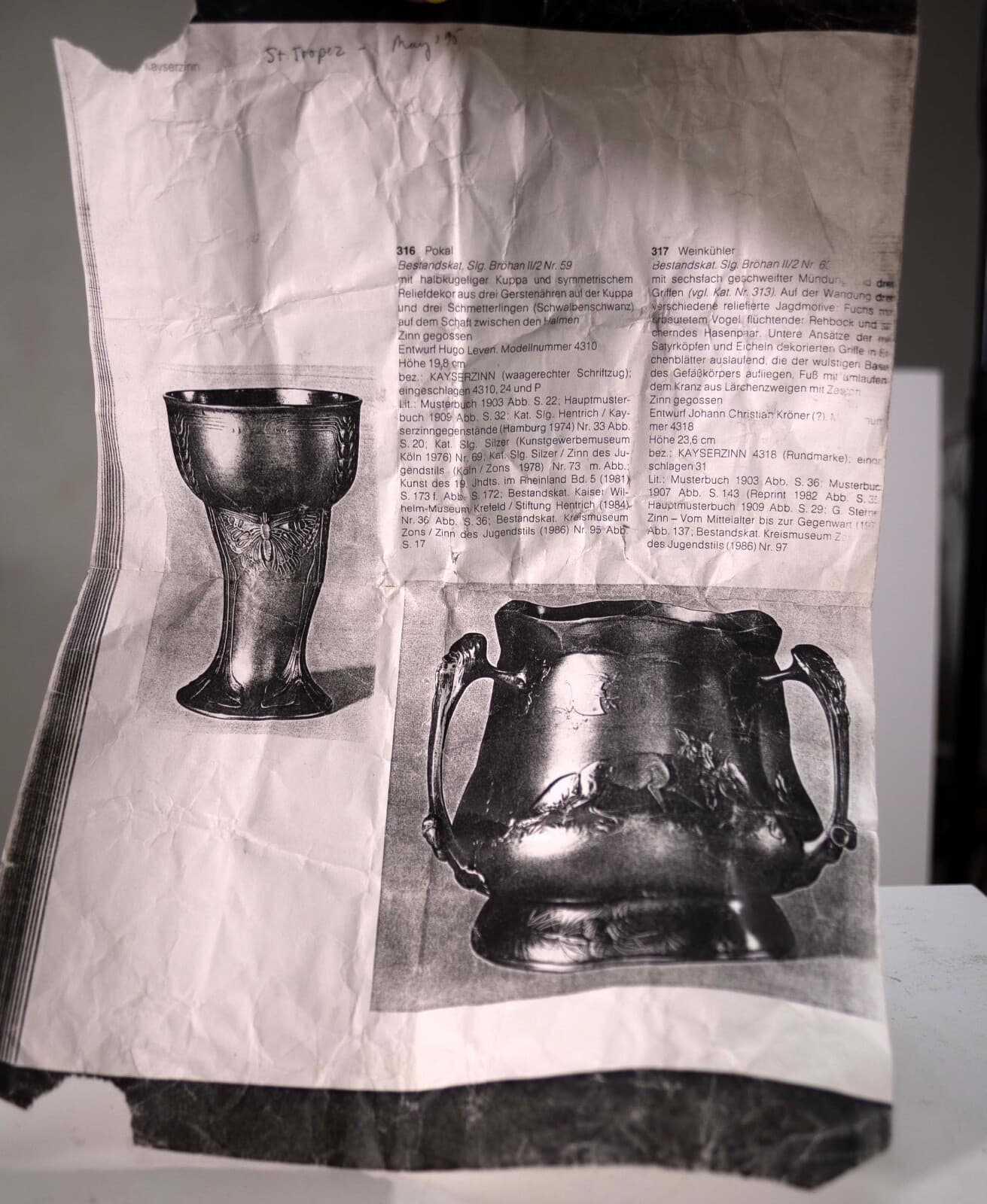Art Nouveau Kayserzinn 4310 Antique Pewter Mug w/ Butterfly Design German 1900s - Thumbnail 10