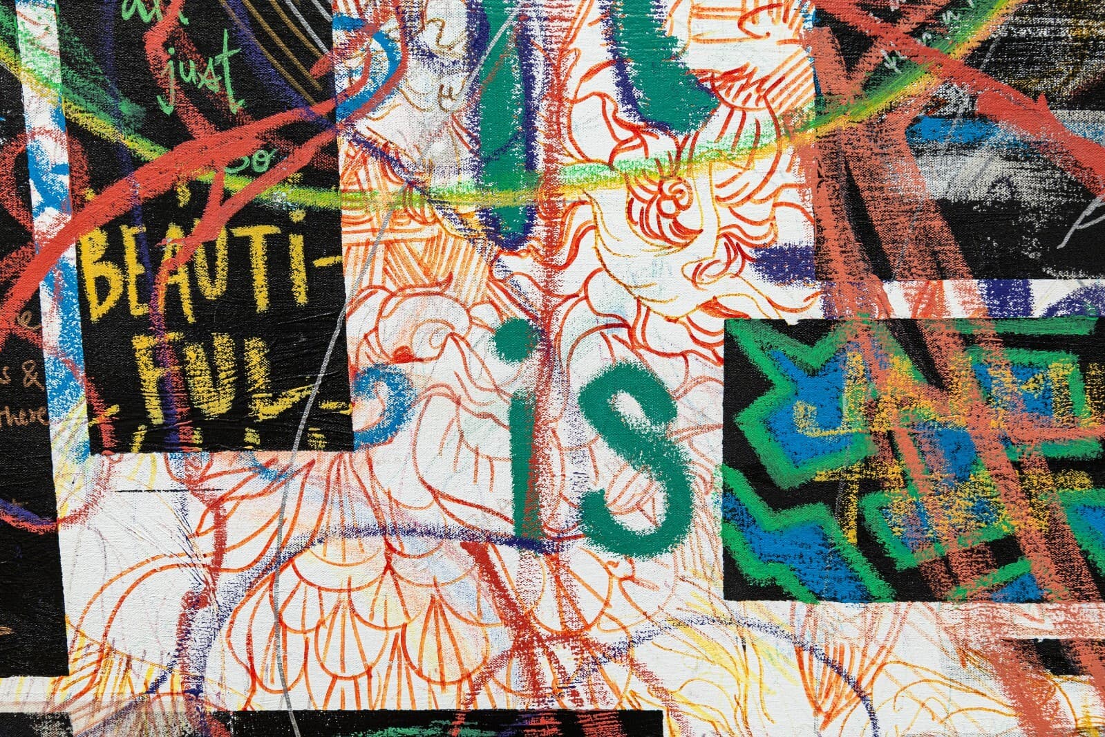 San Francisco CA Artist Collective Signed Mixed-Media Painting on Linen 2000s - Thumbnail 7