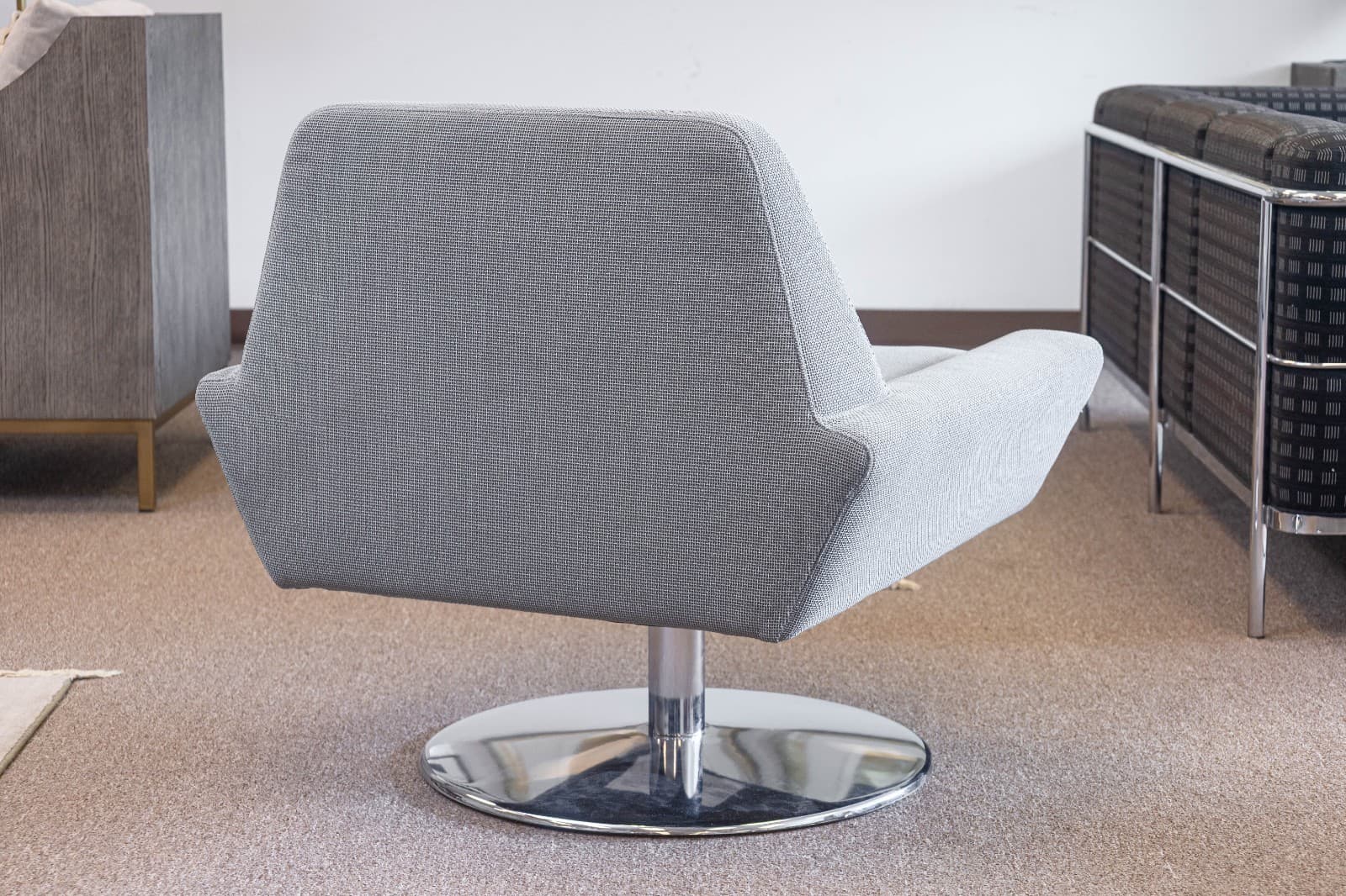DellaRobbia Tech Contemporary Modern Chrome & Fabric Lounge Chair & Ottoman - Thumbnail 6
