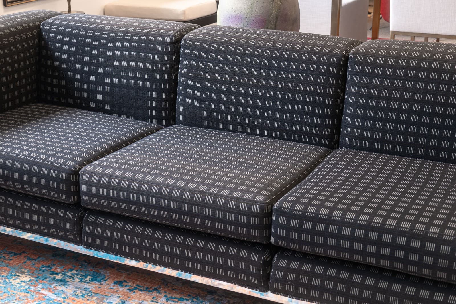 Pair of 1980s Jack Cartwright Corbusier LC2 Style Black Fabric & Chrome Sofas - Thumbnail 5