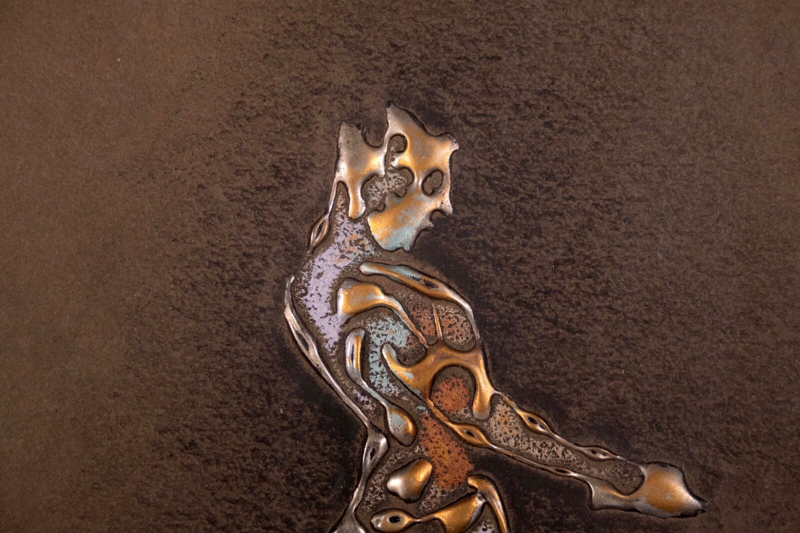 Joel Zaretsky Signed Contemporary Modernist Figurative Mixed Media Metallic Art - Thumbnail 4