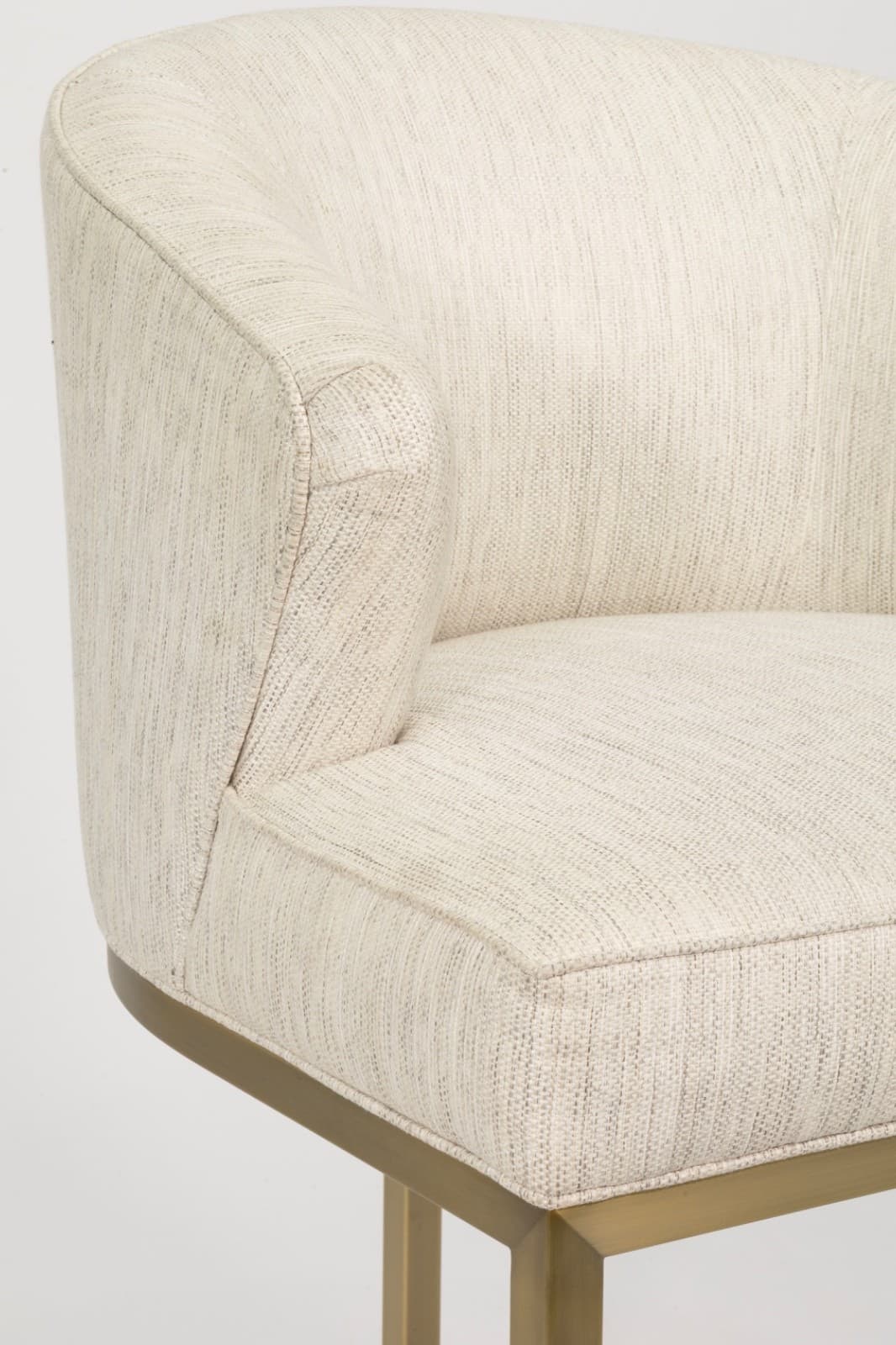 Set of 3 Vanguard Furniture Cream Upholstered Counter Stools with Brass Base - Thumbnail 6