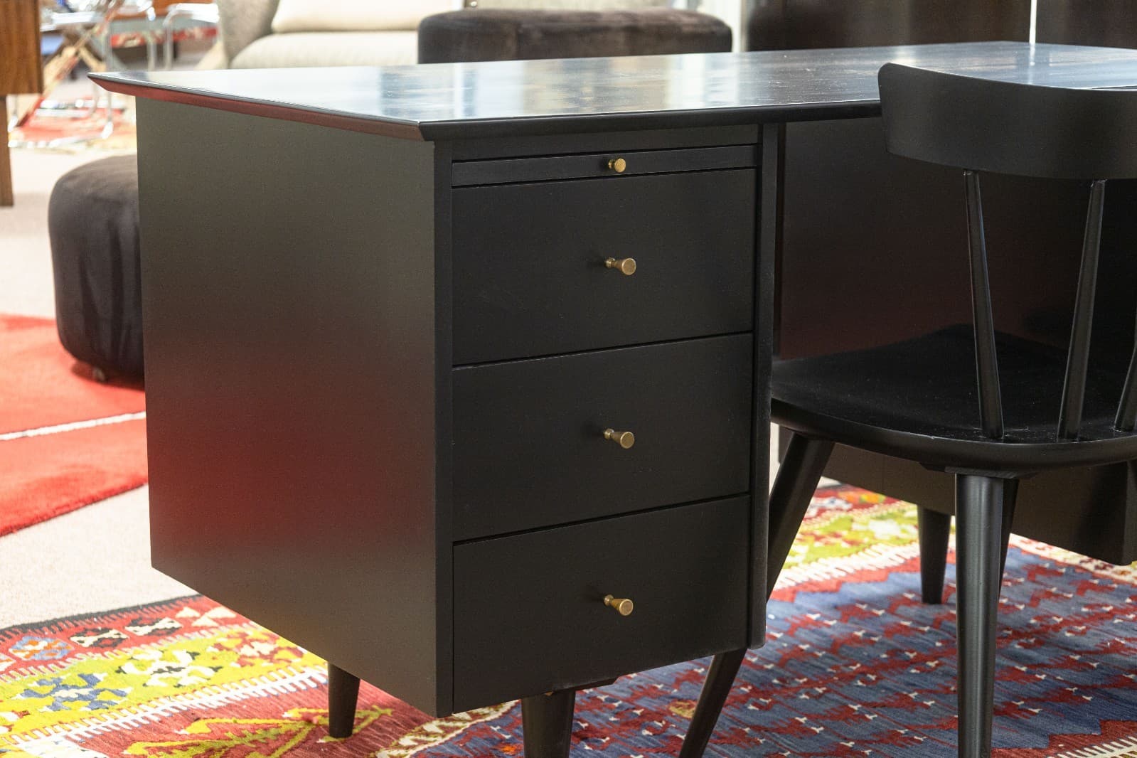 Paul McCobb Planner Group Model 1561 Mid-Century Modern Black Desk & Chair - Thumbnail 5