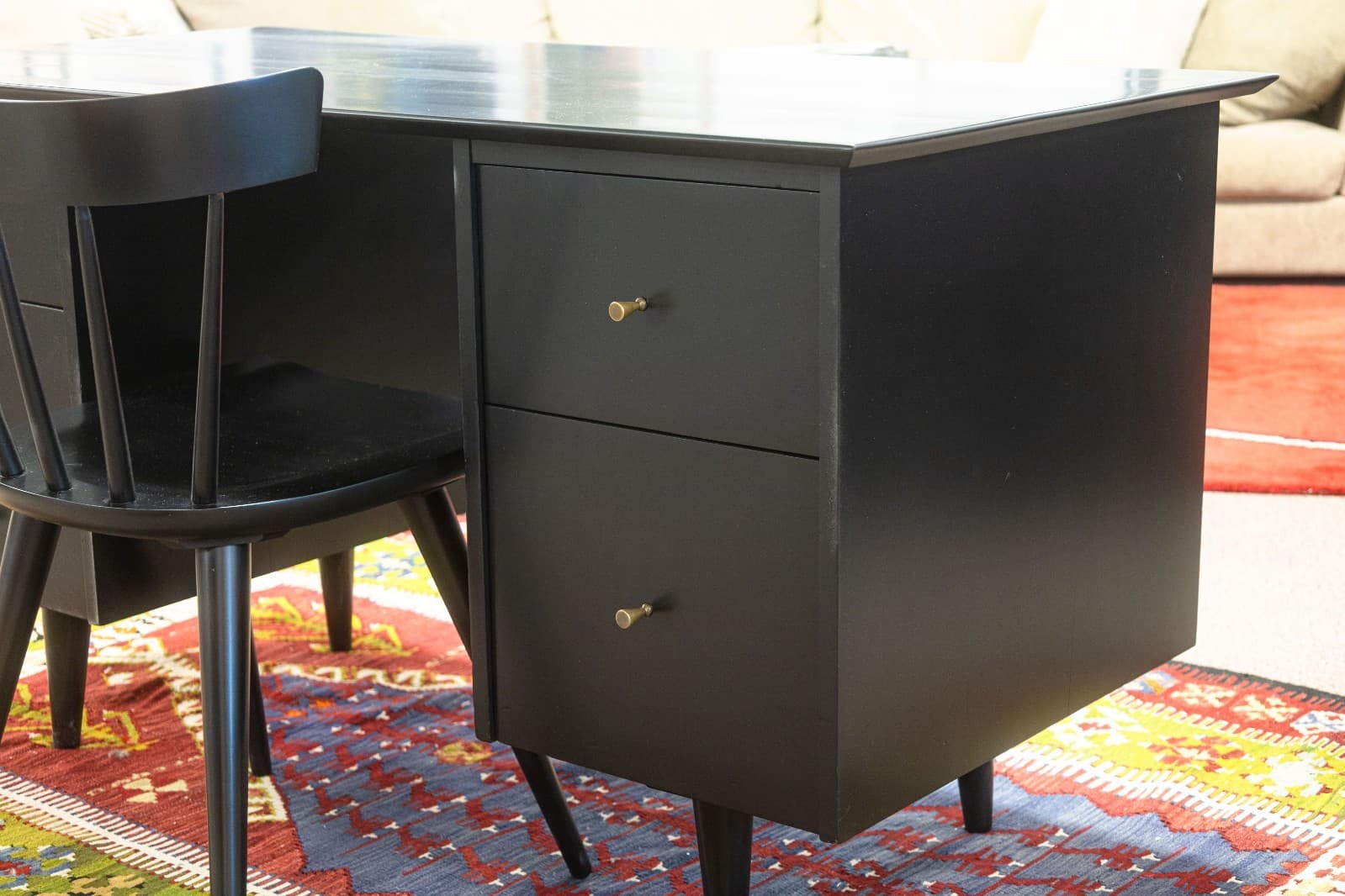 Paul McCobb Planner Group Model 1561 Mid-Century Modern Black Desk & Chair - Thumbnail 4
