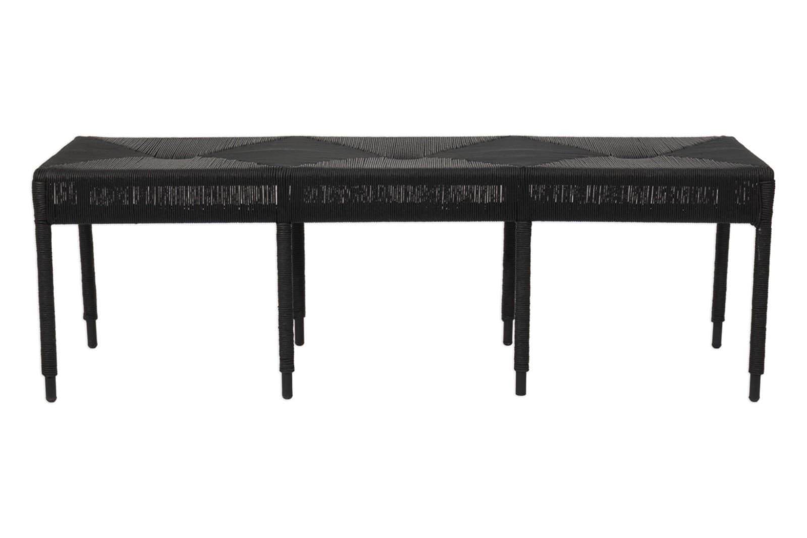 Indoor & Outdoor Low Profile Woven Black Rattan Bench - Thumbnail 2