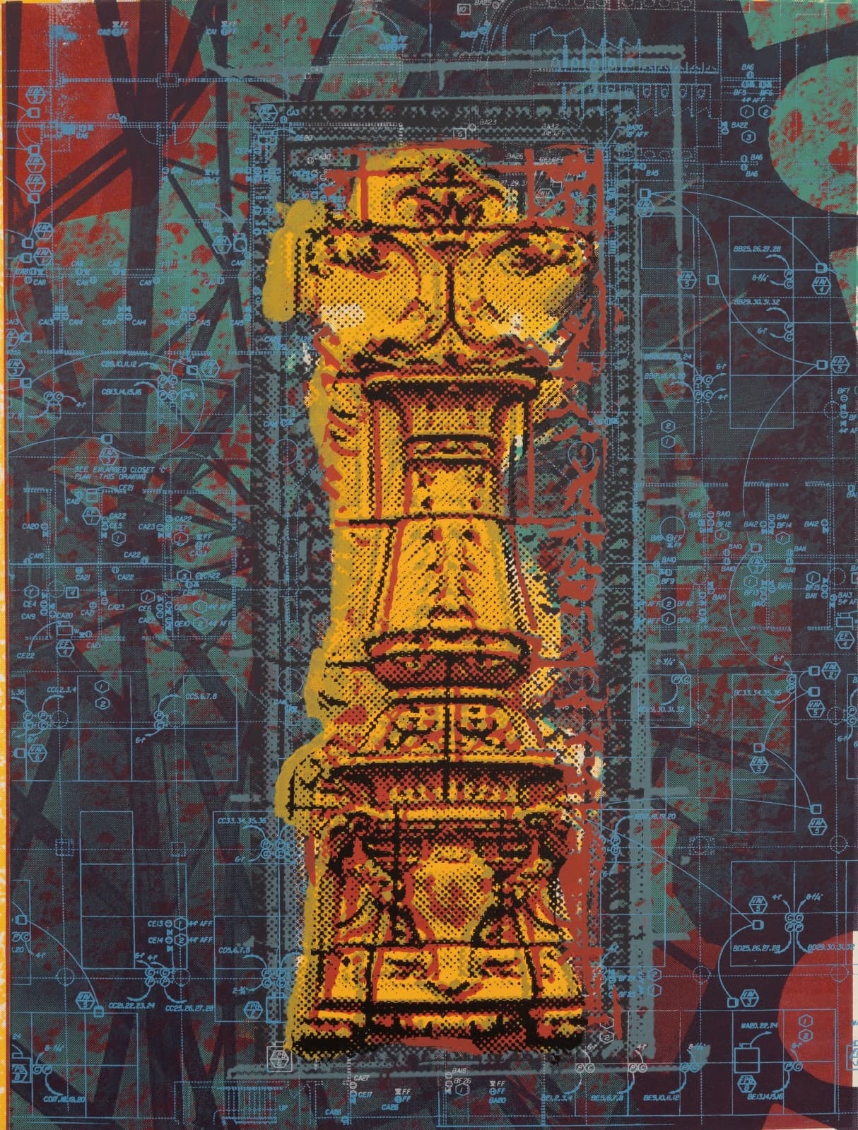 Judith Lipnik Perlow Column Series VII 2003 Signed Serigraph in Colors on Paper - Thumbnail 2